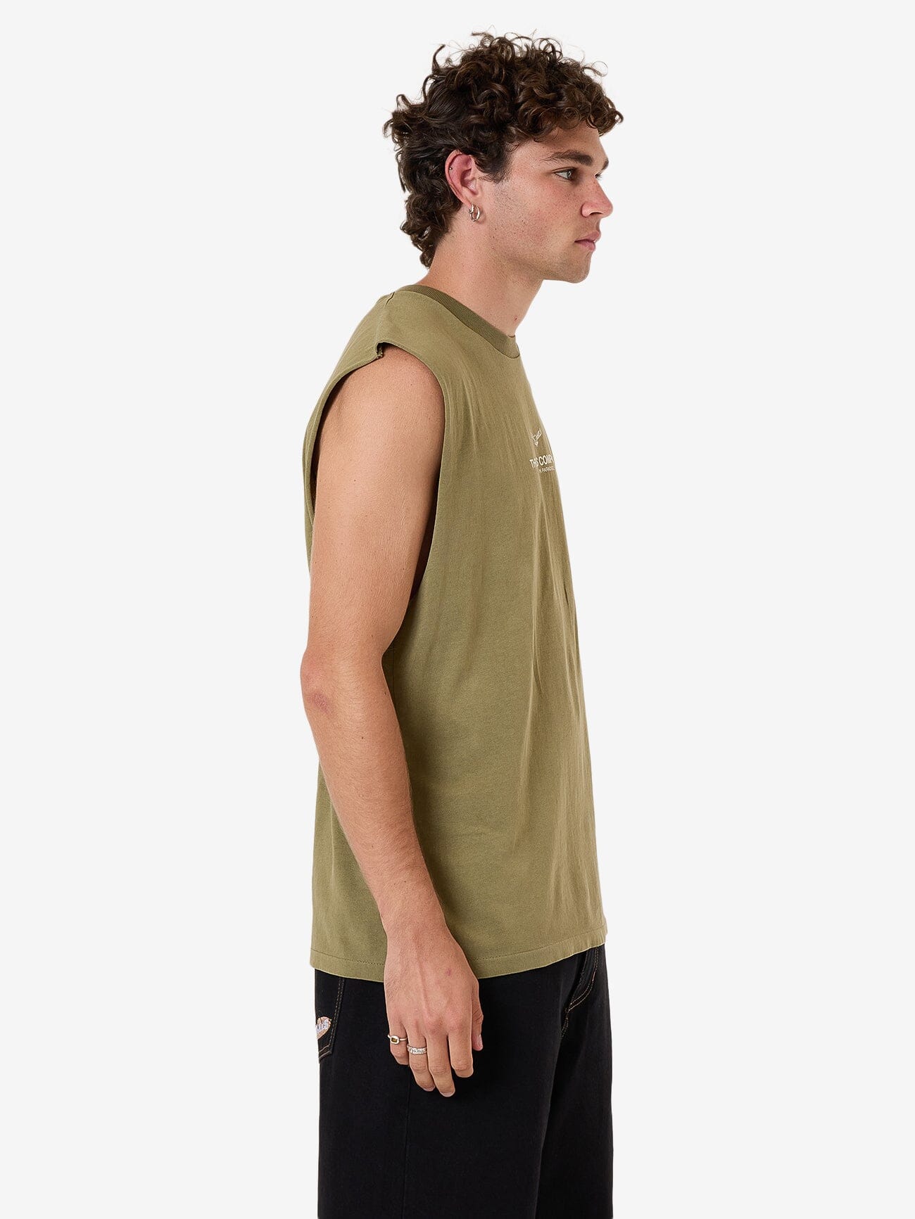 Emblem Merch Fit Muscle Tee - Olive