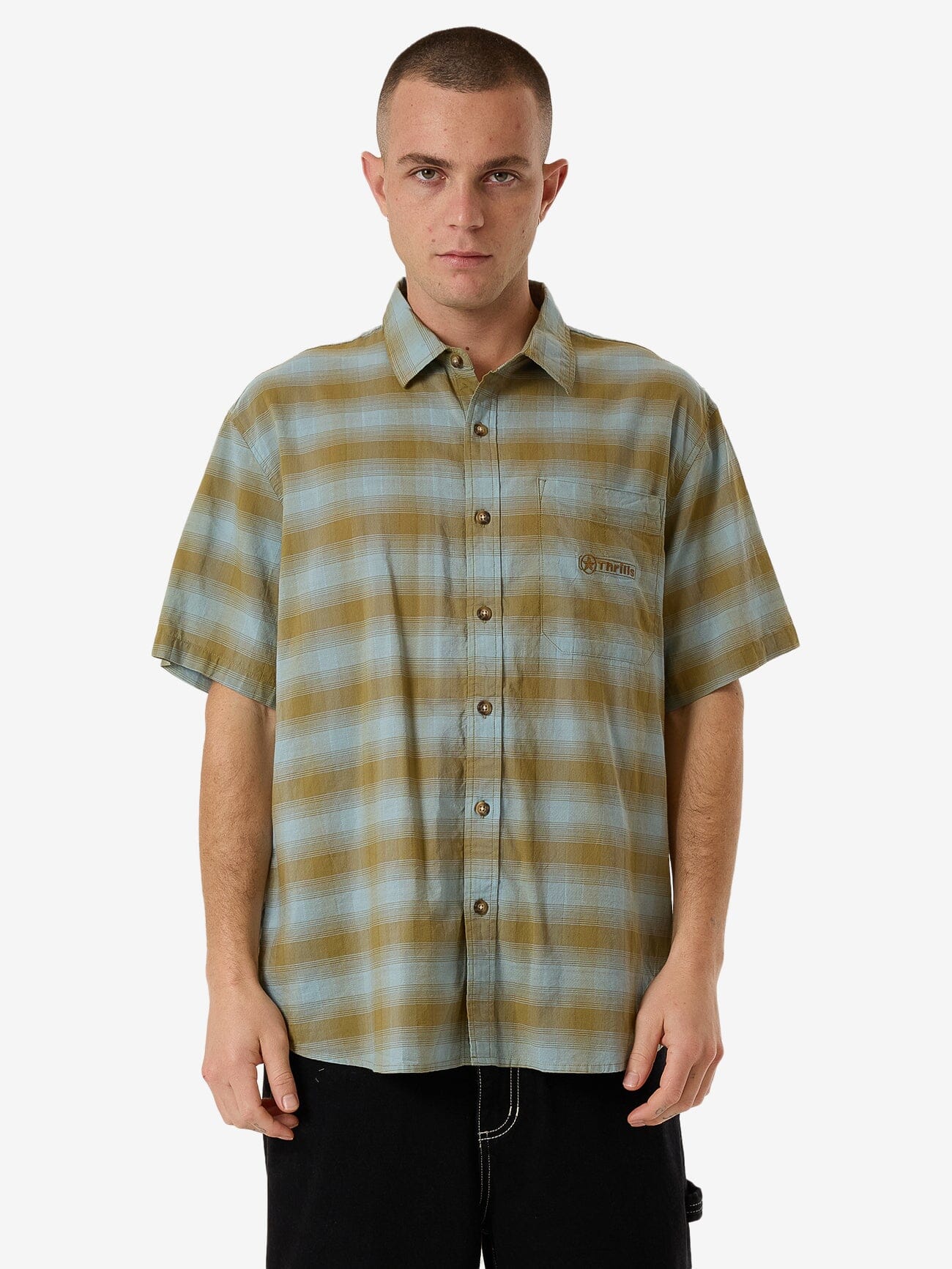 Gazed Short Sleeve Shirt - Stone Blue XS