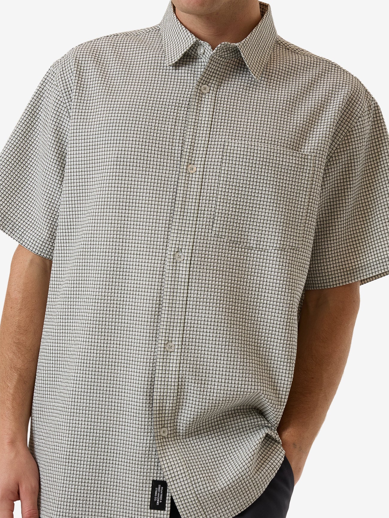 Morphing Check Short Sleeve Shirt - Light Grey XS