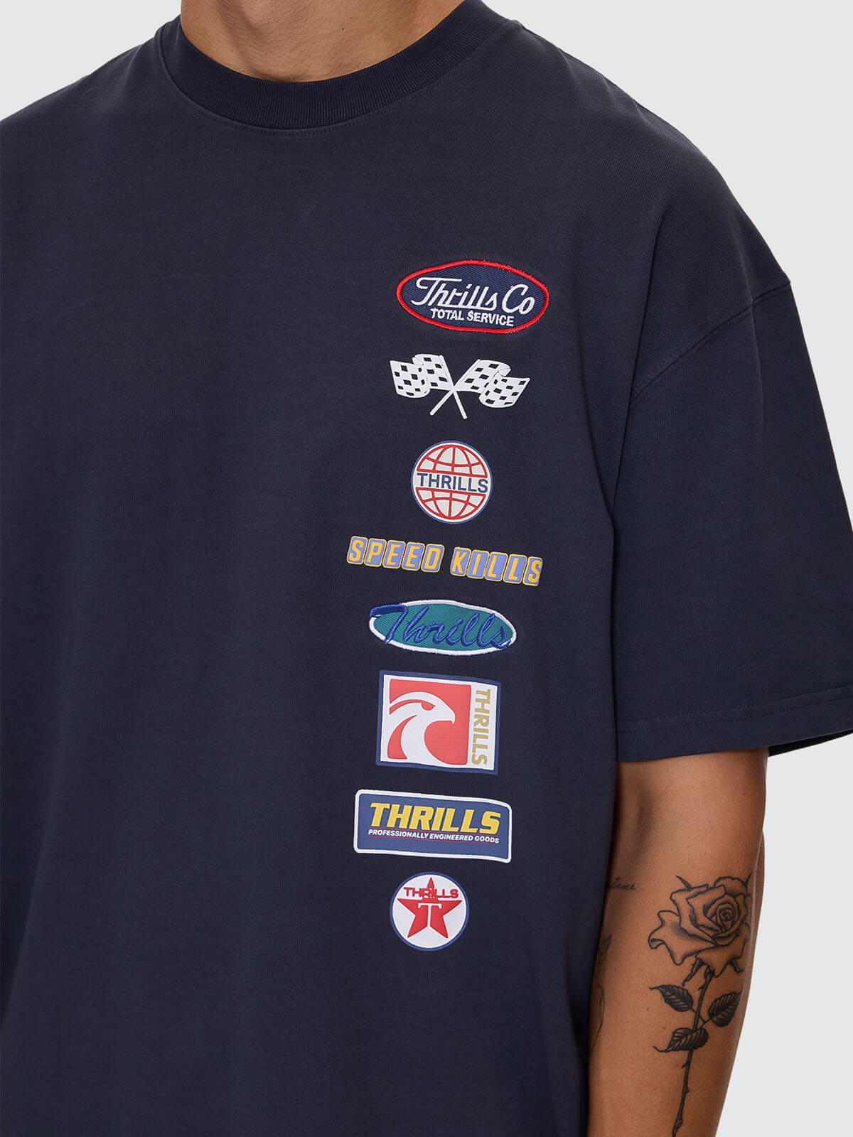 Total Service Stacked Box Fit Oversize Tee - Total Eclipse XS