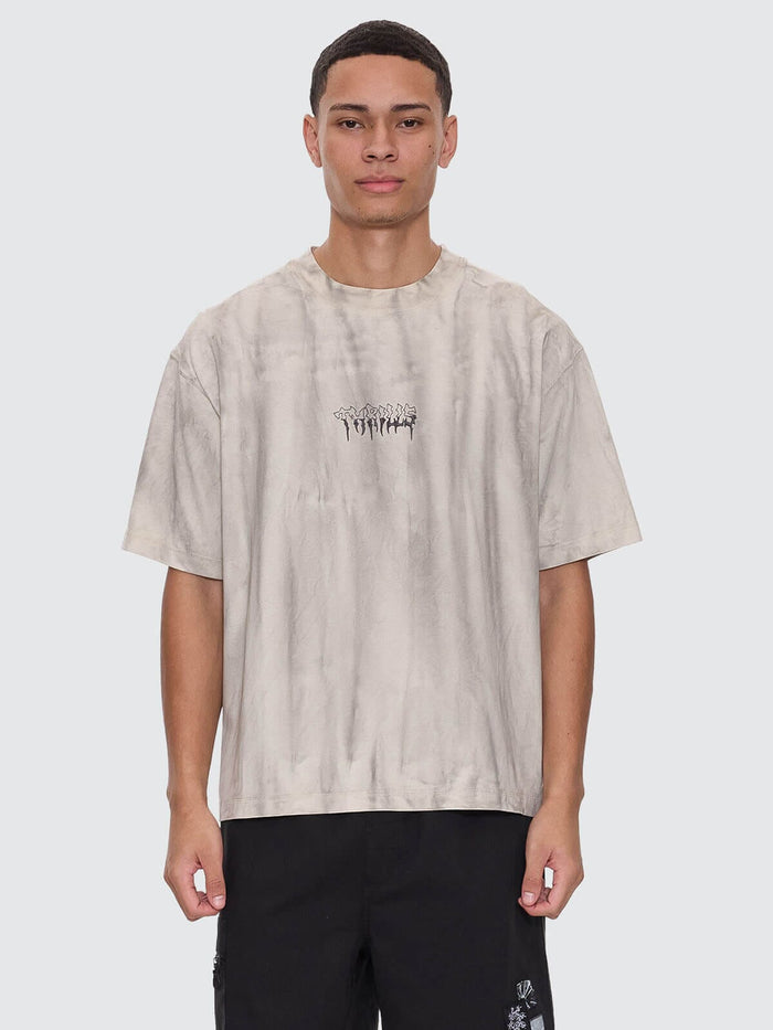 Cut & Shattered Box Fit Oversize Cropped Tee - Marble Heritage White XS