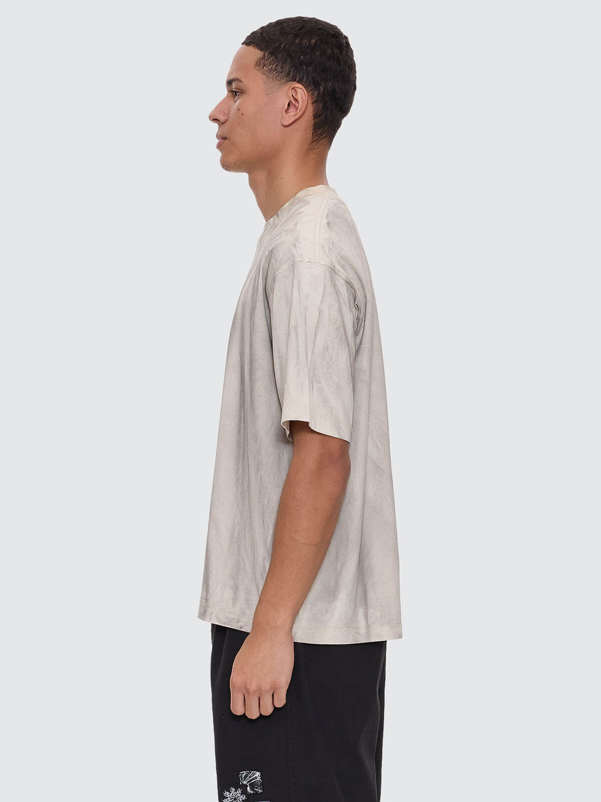 Cut & Shattered Box Fit Oversize Cropped Tee - Marble Heritage White XS