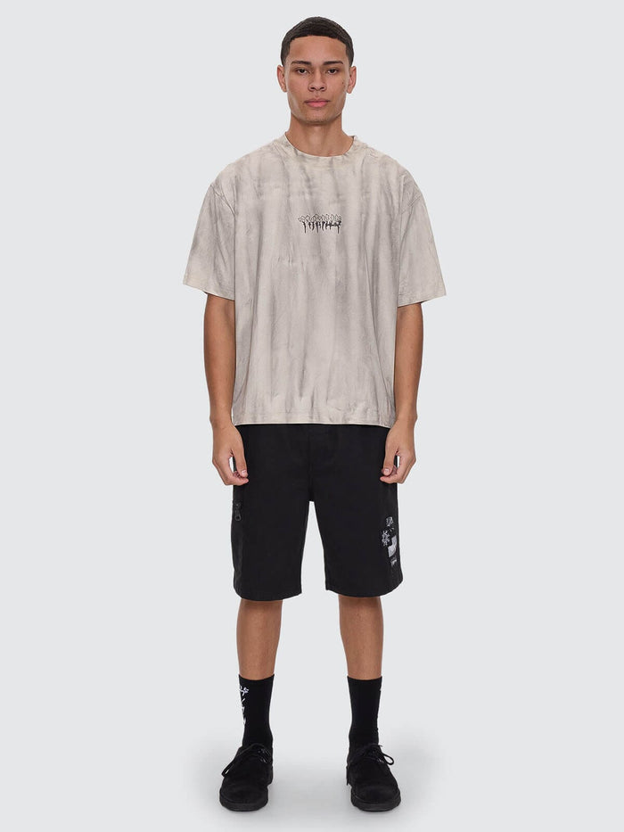 Cut & Shattered Box Fit Oversize Cropped Tee - Marble Heritage White XS