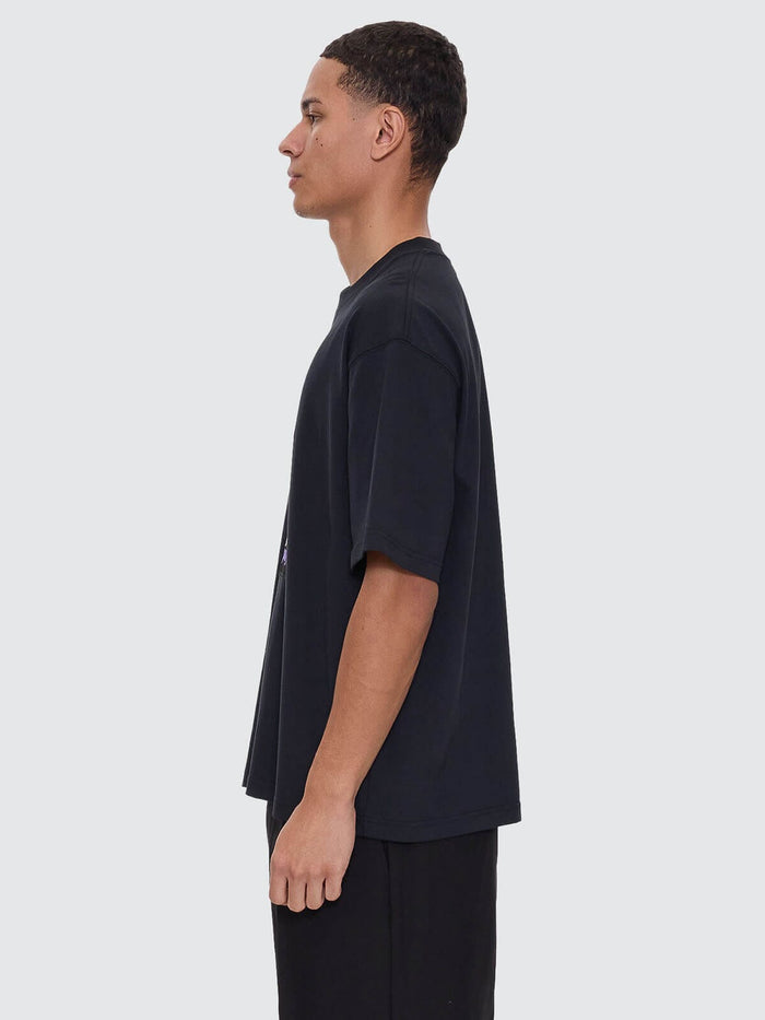 Cut & Shattered Box Fit Oversize Cropped Tee - Faded Black XS