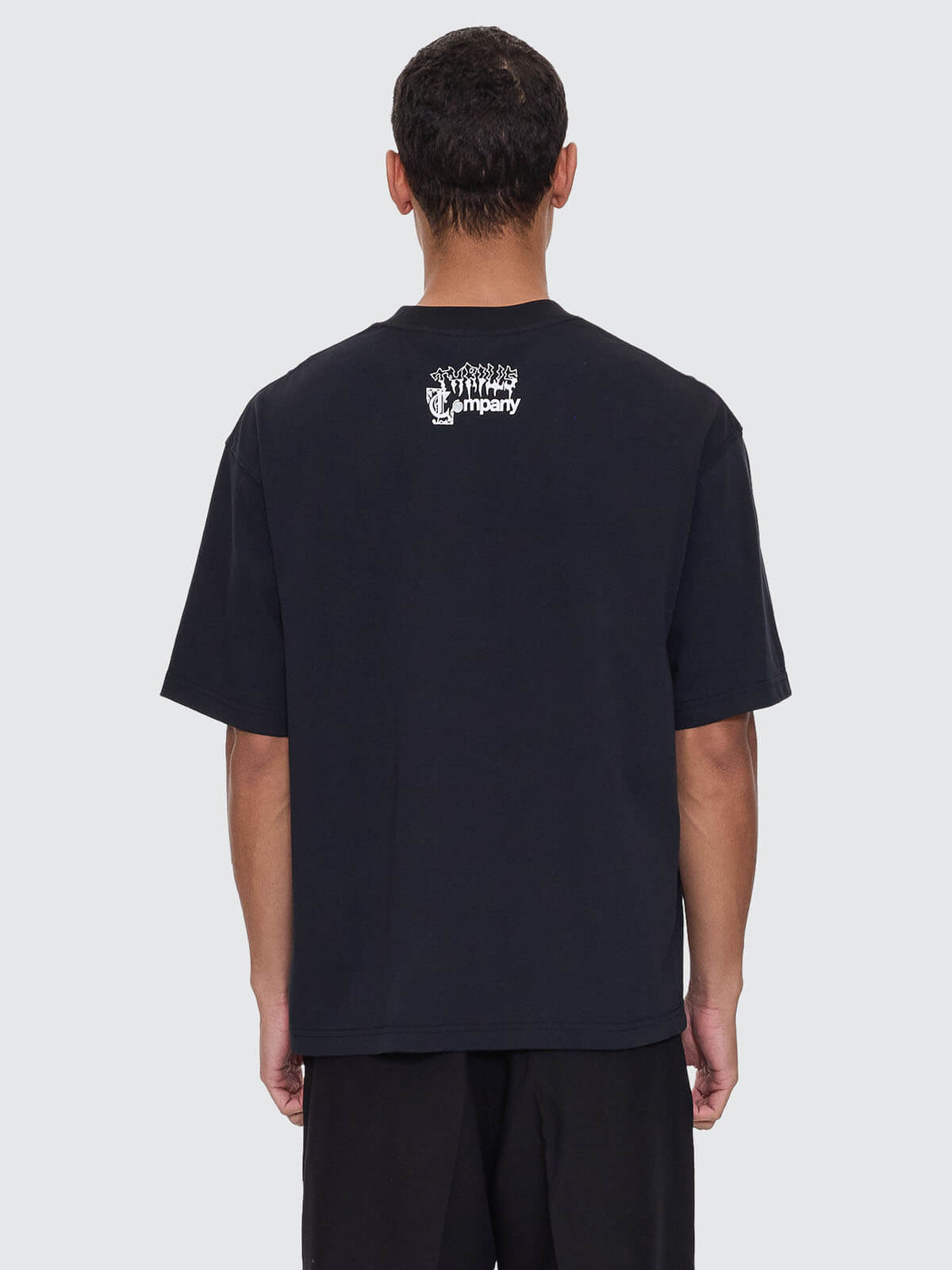 Cut & Shattered Box Fit Oversize Cropped Tee - Faded Black XS