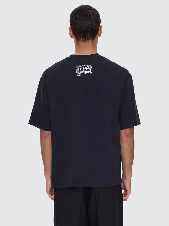 Cut & Shattered Box Fit Oversize Cropped Tee - Faded Black XS