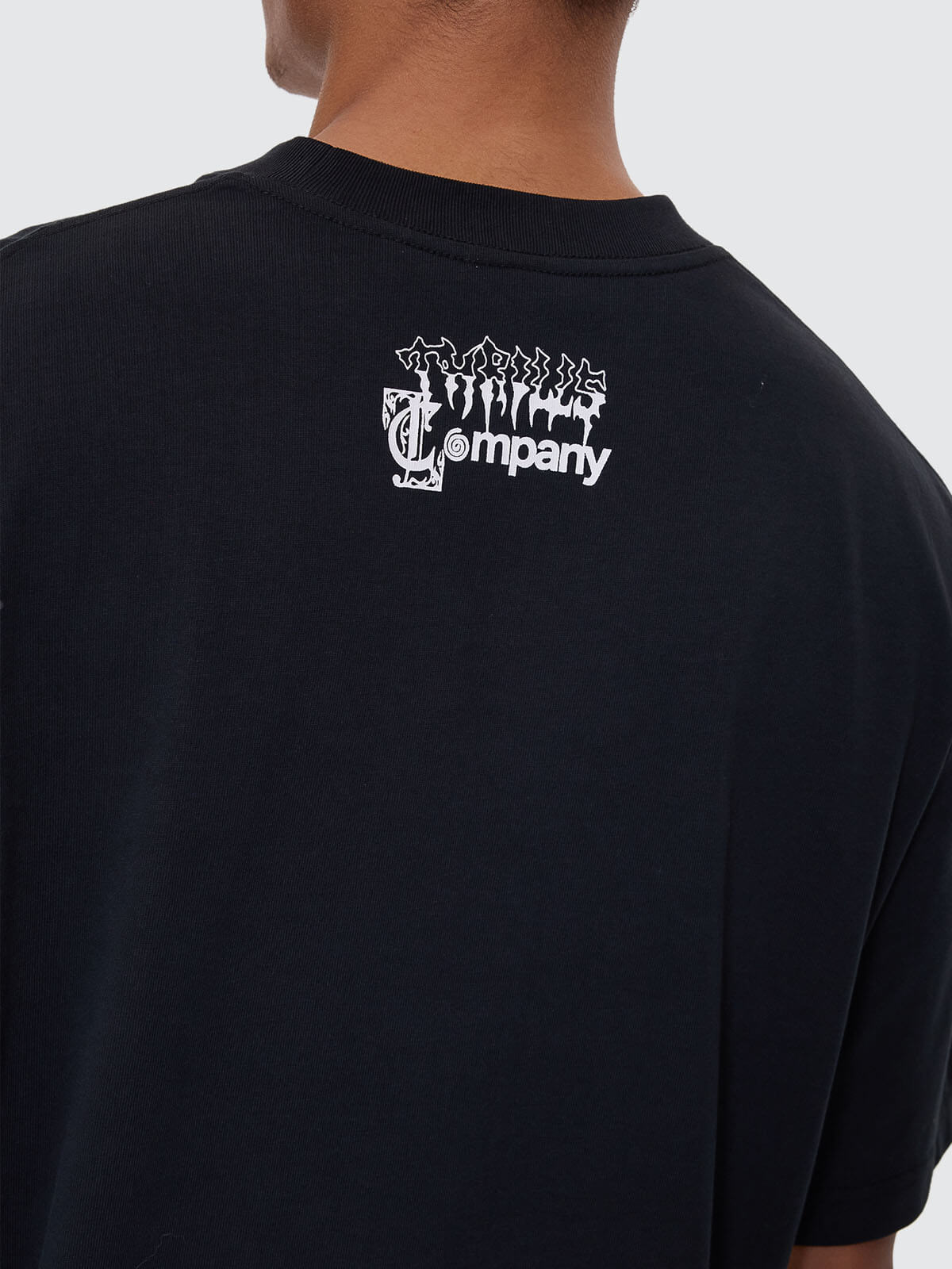 Cut & Shattered Box Fit Oversize Cropped Tee - Faded Black XS