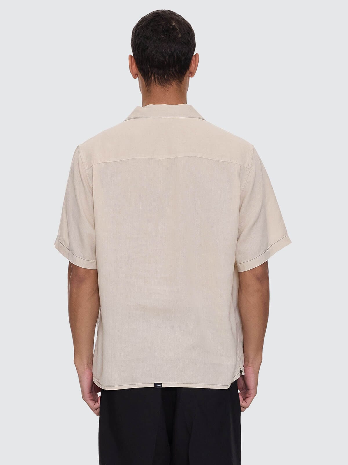 Hemp Minimal Thrills Contrast Stitch Cropped Bowling Shirt - Oatmeal XS
