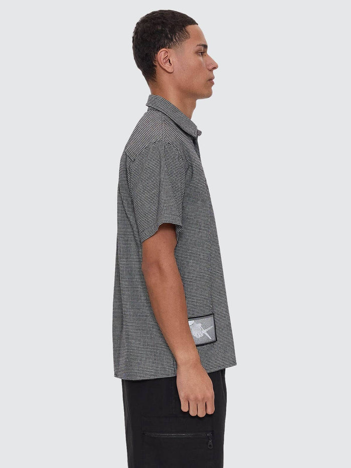 Cut & Shattered Cropped Short Sleeve Shirt - Black XS