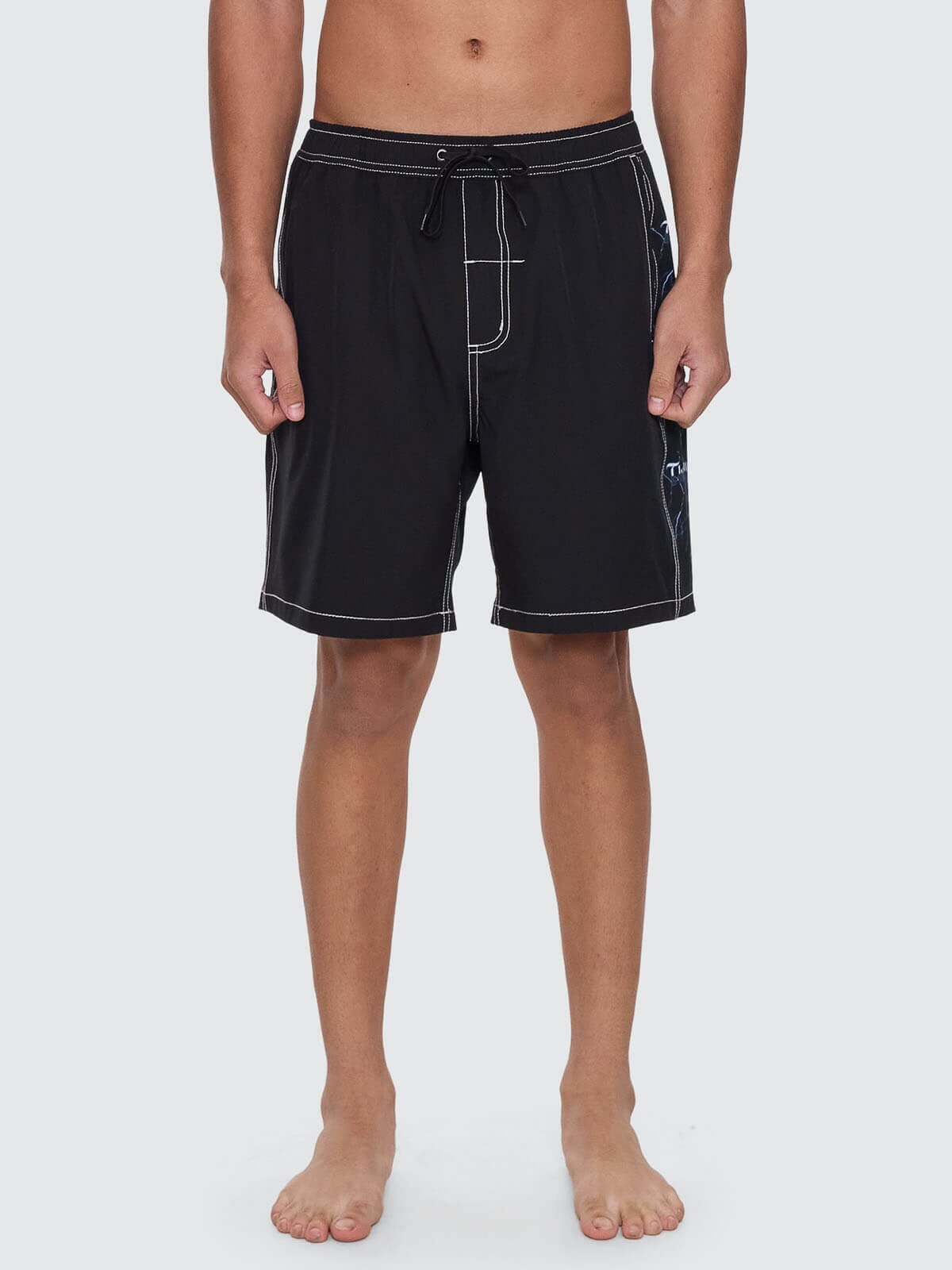 Run For The Hills Elastic Waist Boardshort - Black 28