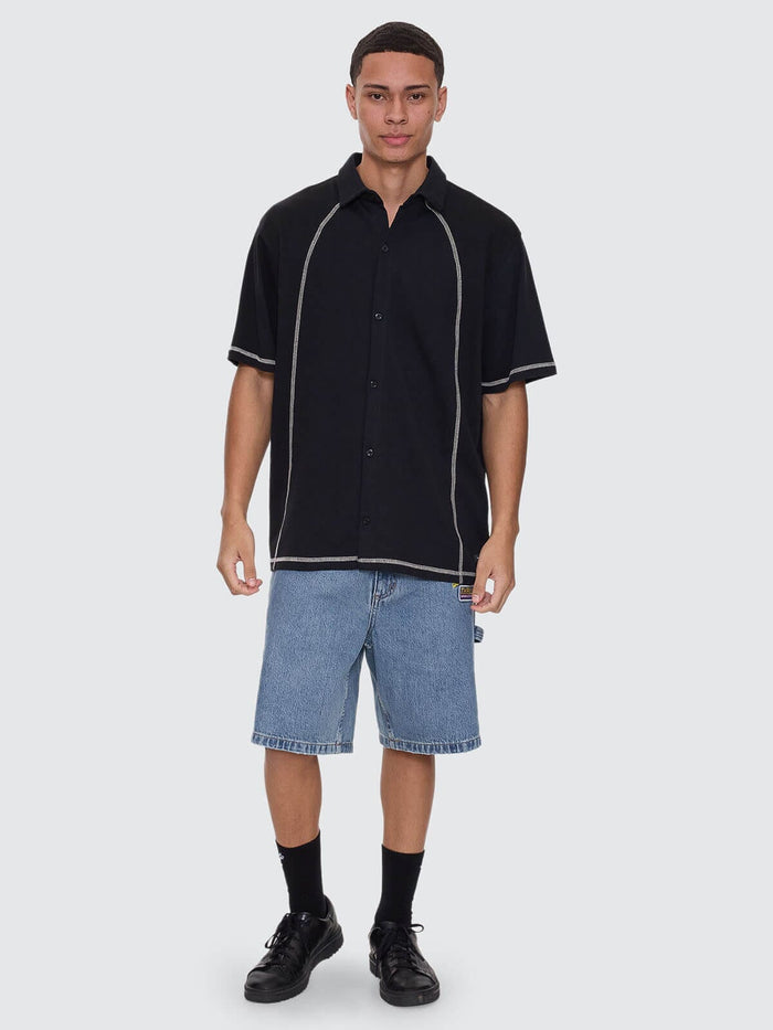 Total Service Mid Slacker Relaxed Long Denim Short - Trucker Blue 26