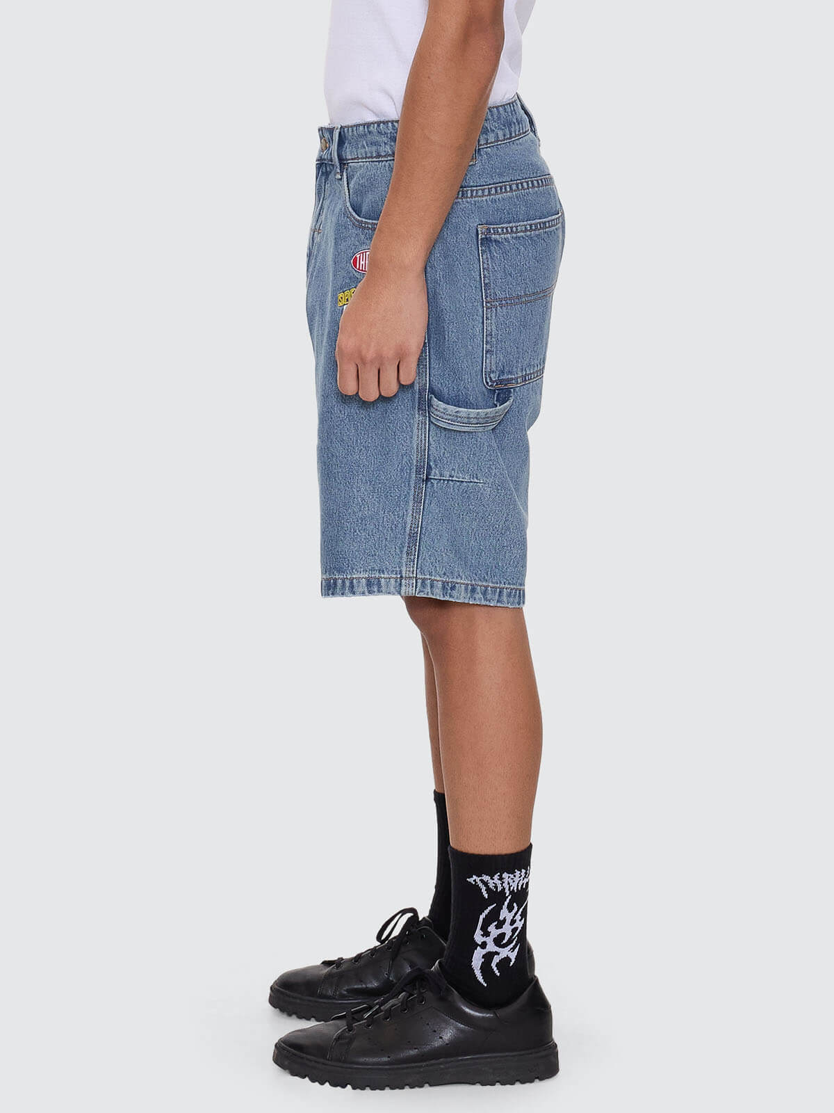 Total Service Mid Slacker Relaxed Long Denim Short - Trucker Blue 26