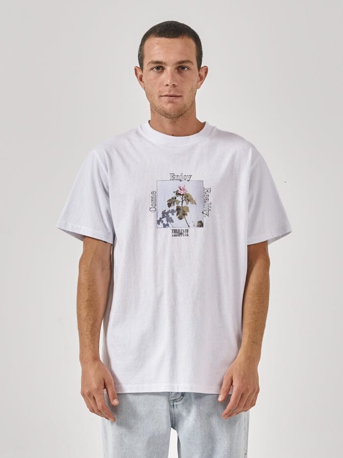 Come Enjoy Reality Merch Fit Tee - Lucent White | Thrills Co. | Thrills Co.