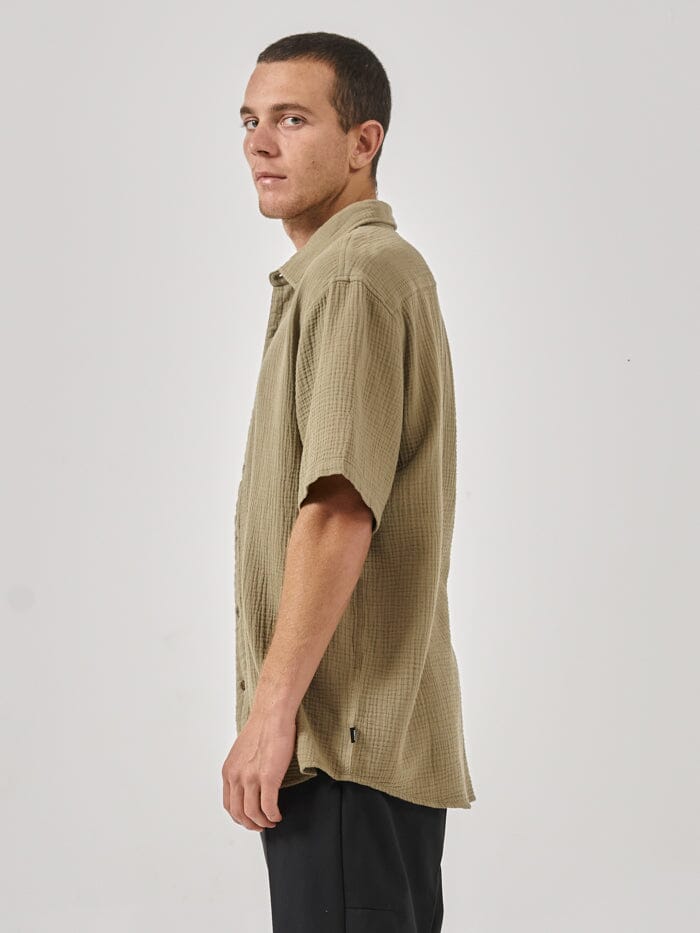 Minimal Thrills Seersucker Short Sleeve Shirt - Aloe