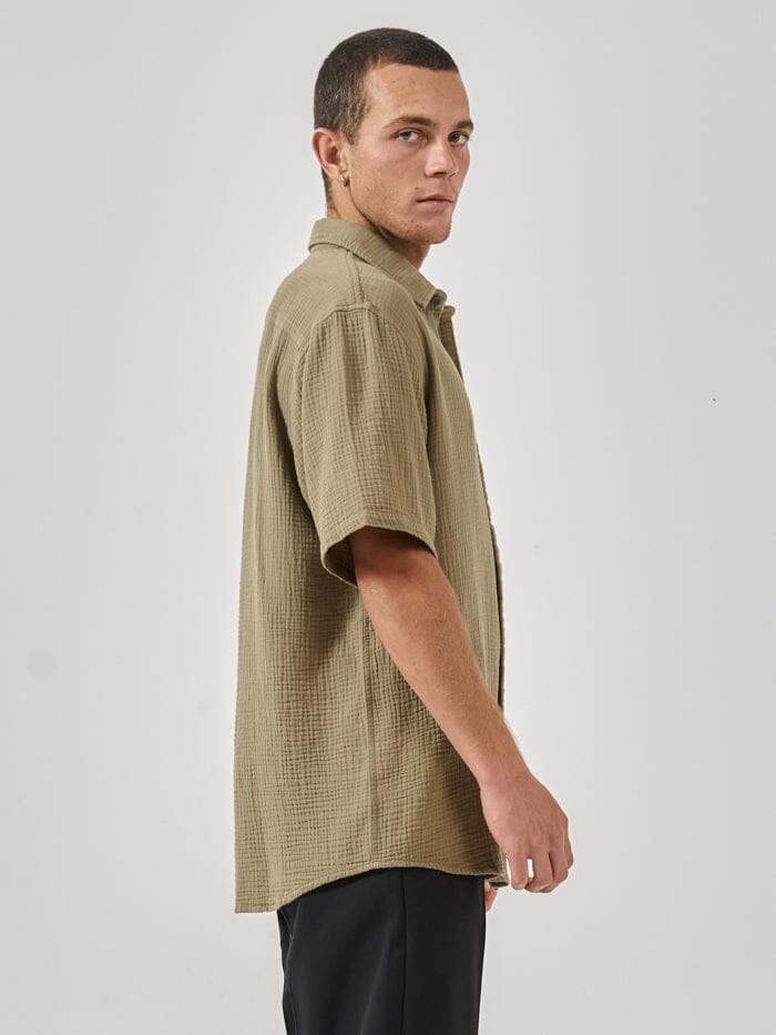 Minimal Thrills Seersucker Short Sleeve Shirt - Aloe