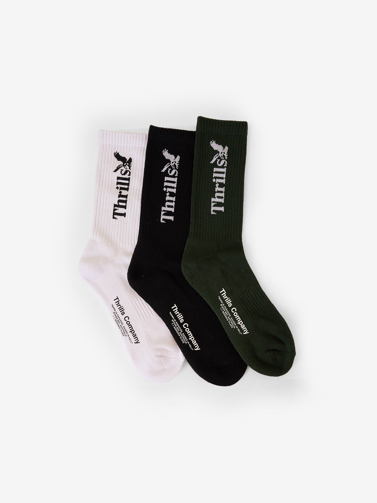 Thrills Workwear 3 Pack Sock - White - Black - Grape Leaf One Size