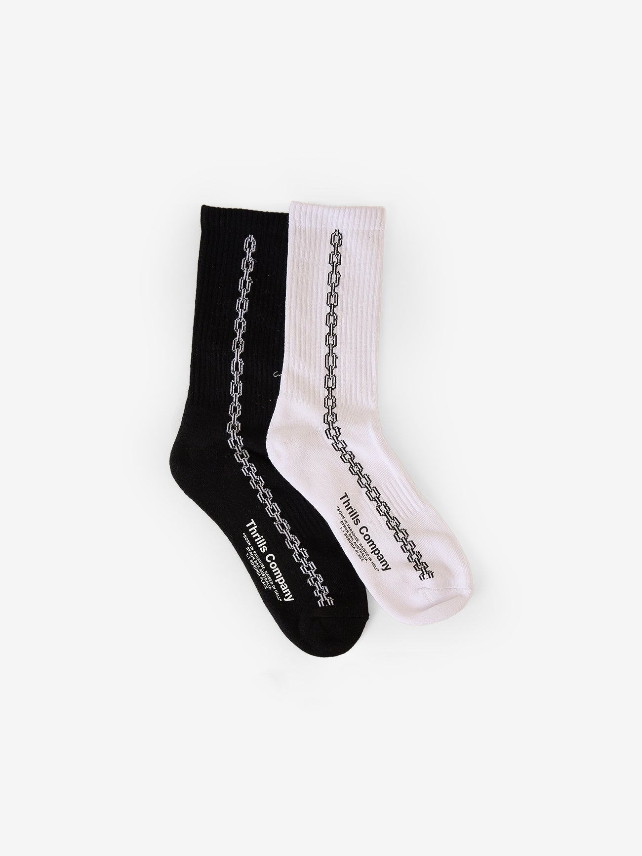 Chain Reaction 2 Pack Sock - Black - White One Size