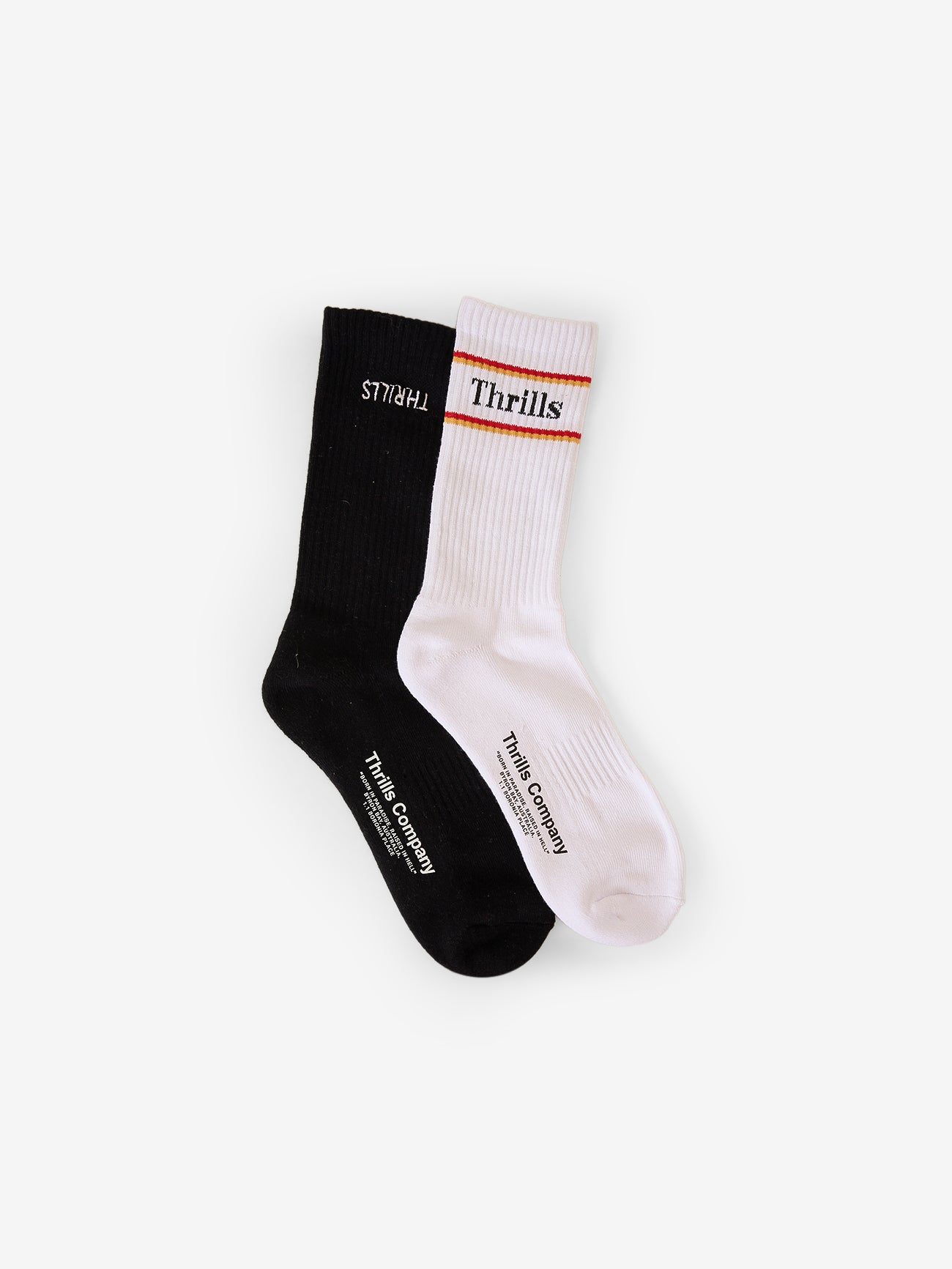 Never Stop 2 Pack Sock - Black - White One Size