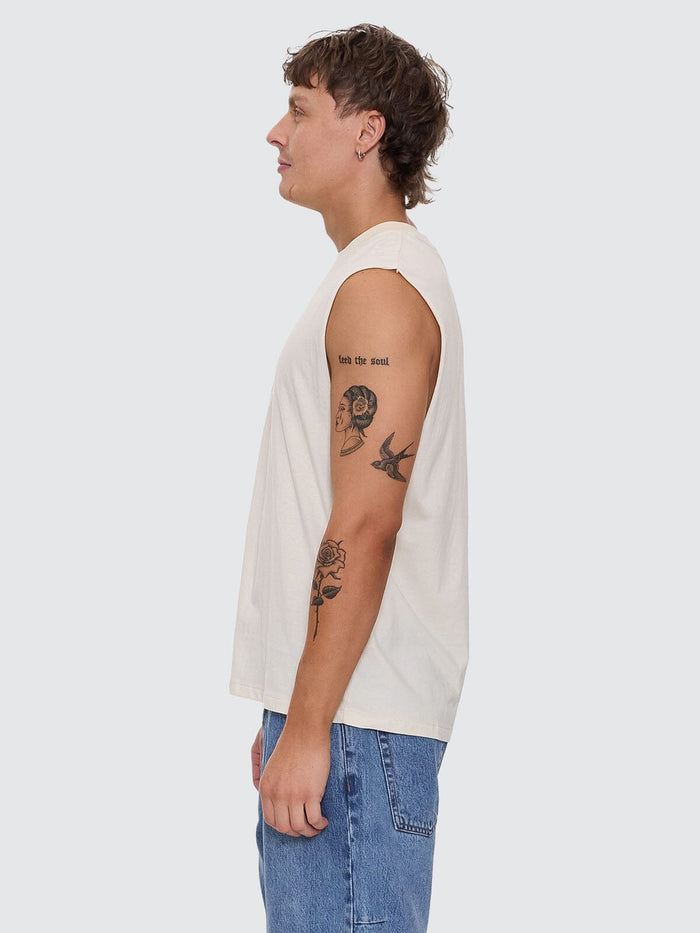 Minimal Thrills Merch Fit Muscle Tee - Heritage White