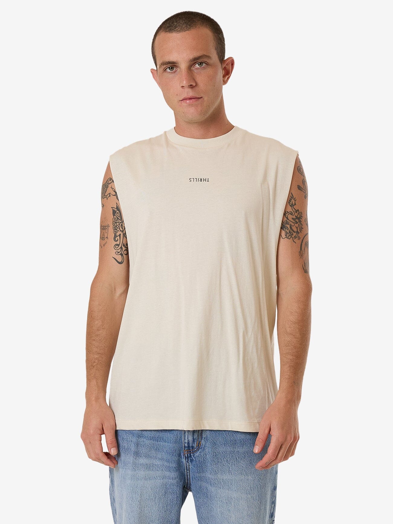 Minimal Thrills Merch Fit Muscle Tee - Heritage White XS