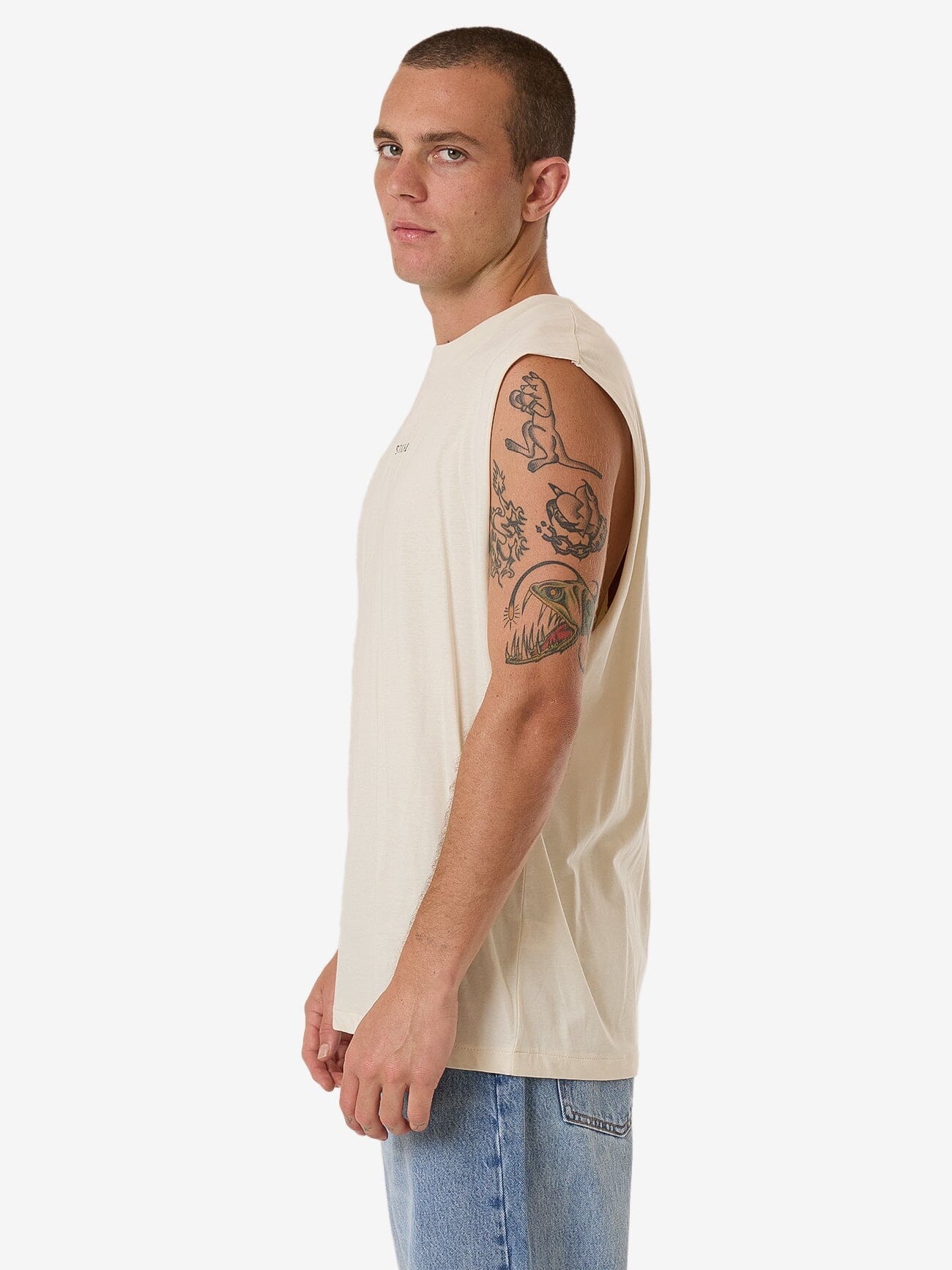 Minimal Thrills Merch Fit Muscle Tee - Heritage White XS