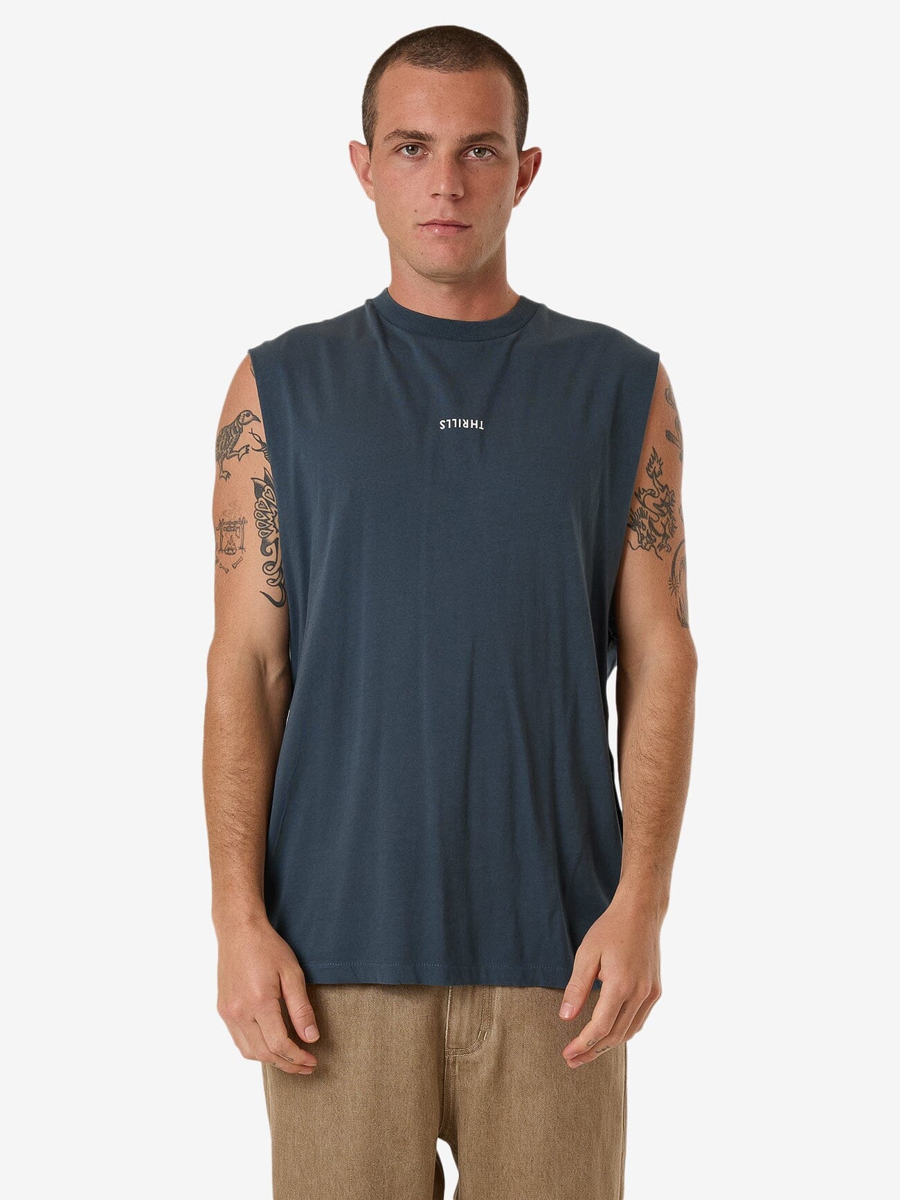 Minimal Thrills Merch Fit Muscle Tee - Dark Slate XS