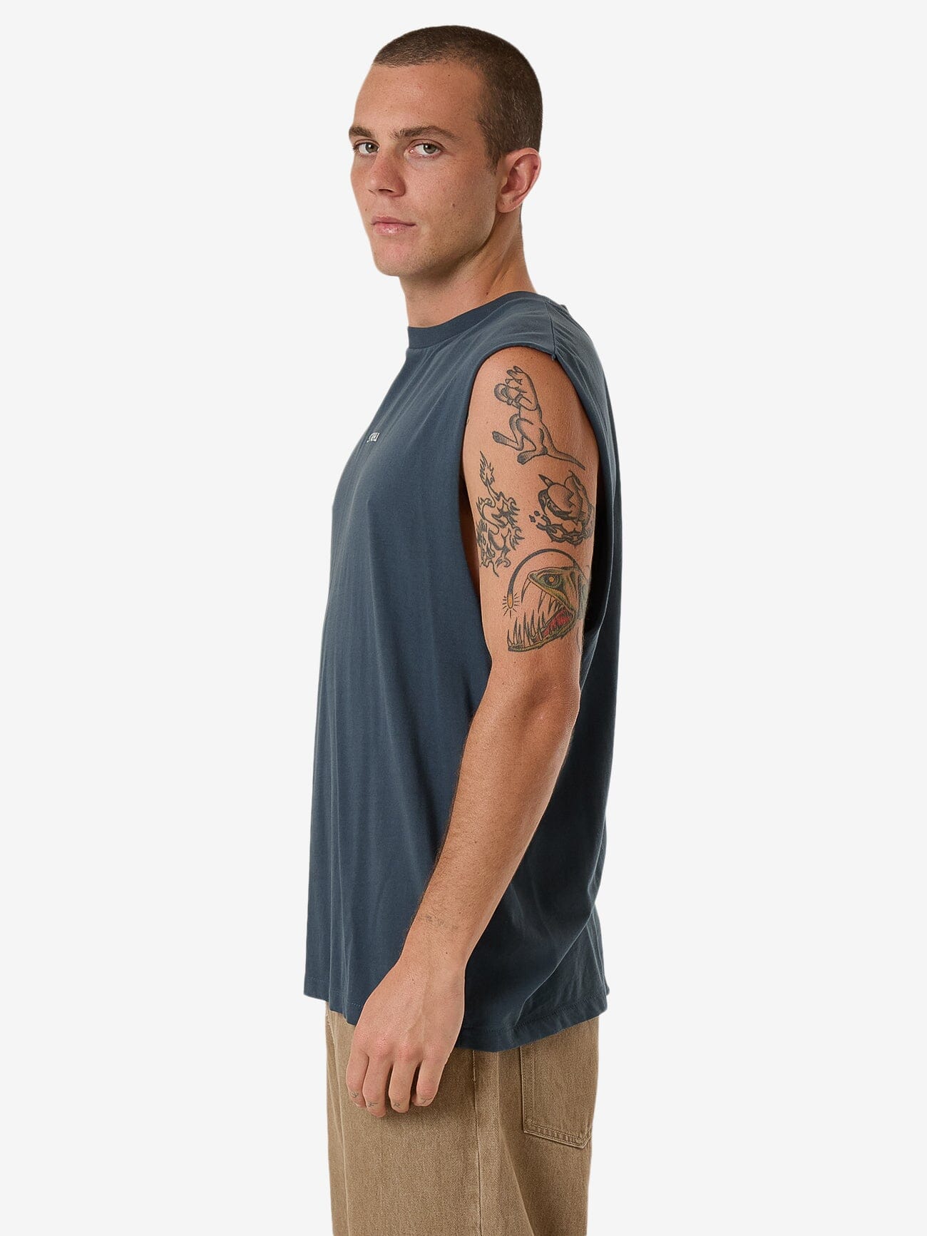 Minimal Thrills Merch Fit Muscle Tee - Dark Slate XS