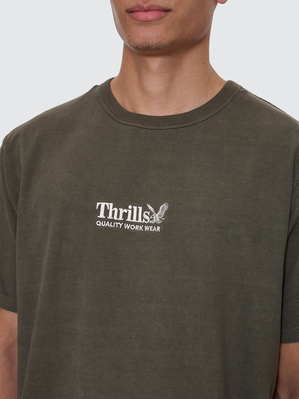 Thrills Workwear Embro Merch Fit Tee - Grape Leaf