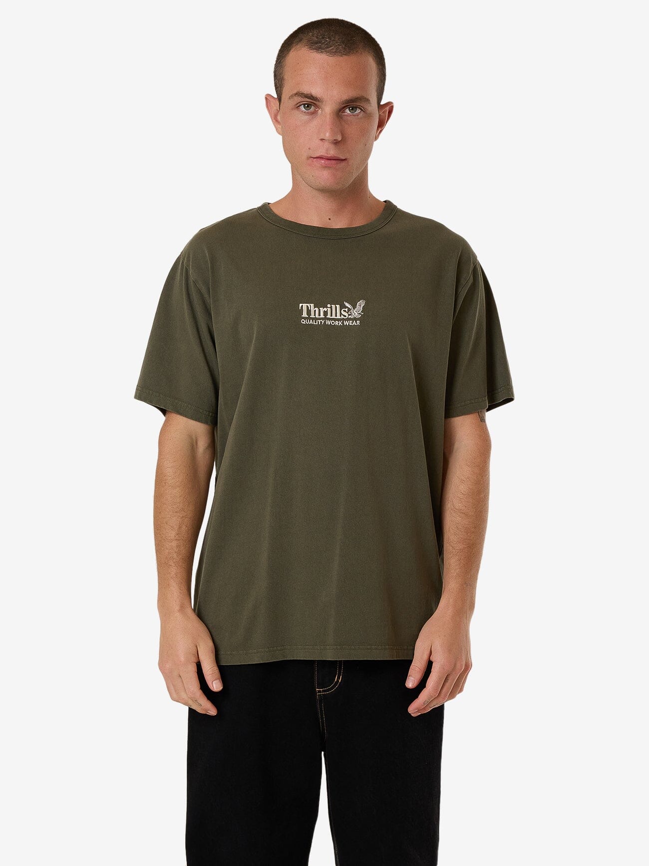 Thrills Workwear Embro Merch Fit Tee - Grape Leaf XS