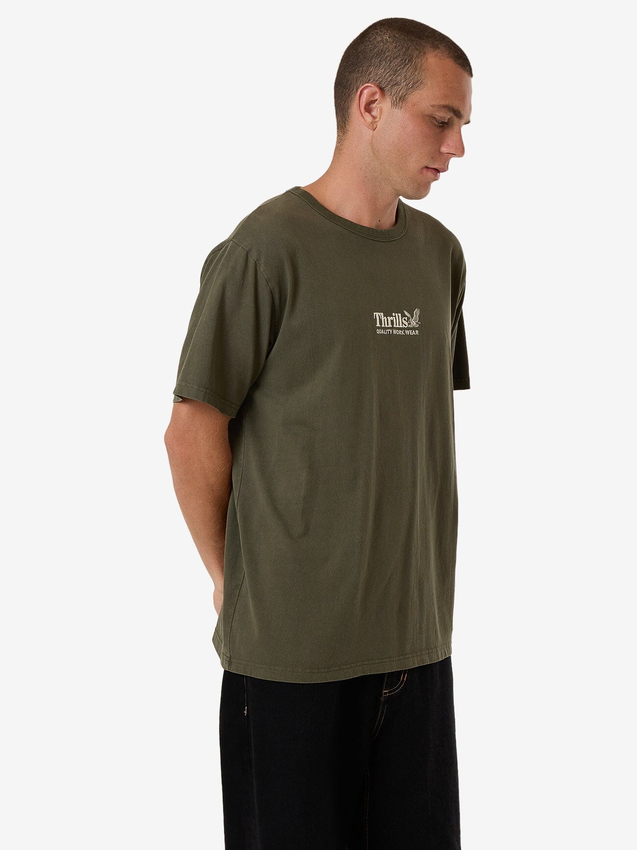 Thrills Workwear Embro Merch Fit Tee - Grape Leaf XS