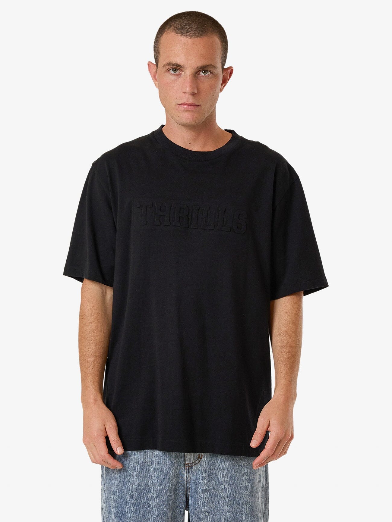 Roosevelt Emboss Oversize Fit Tee - Black