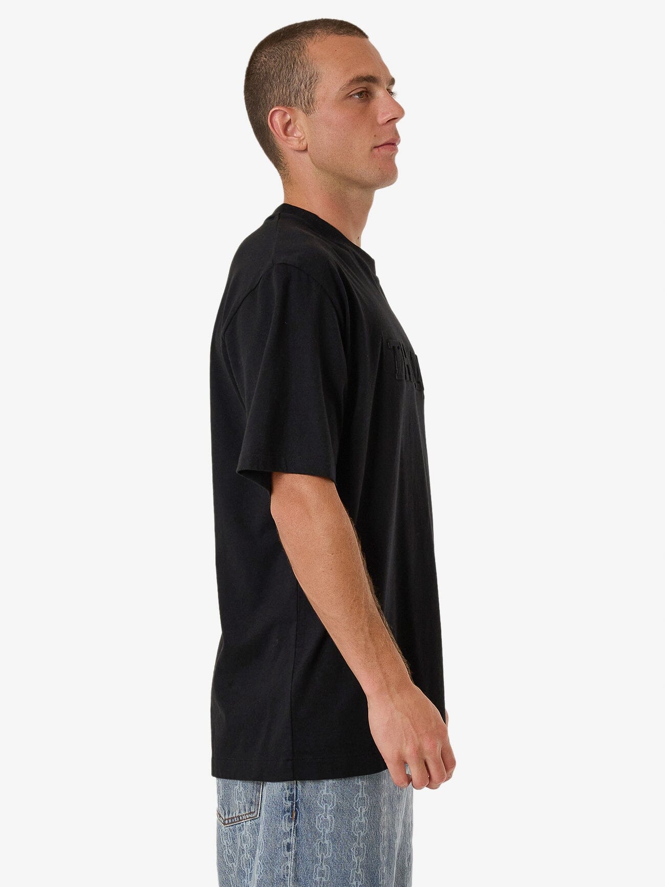 Roosevelt Emboss Oversize Fit Tee - Black