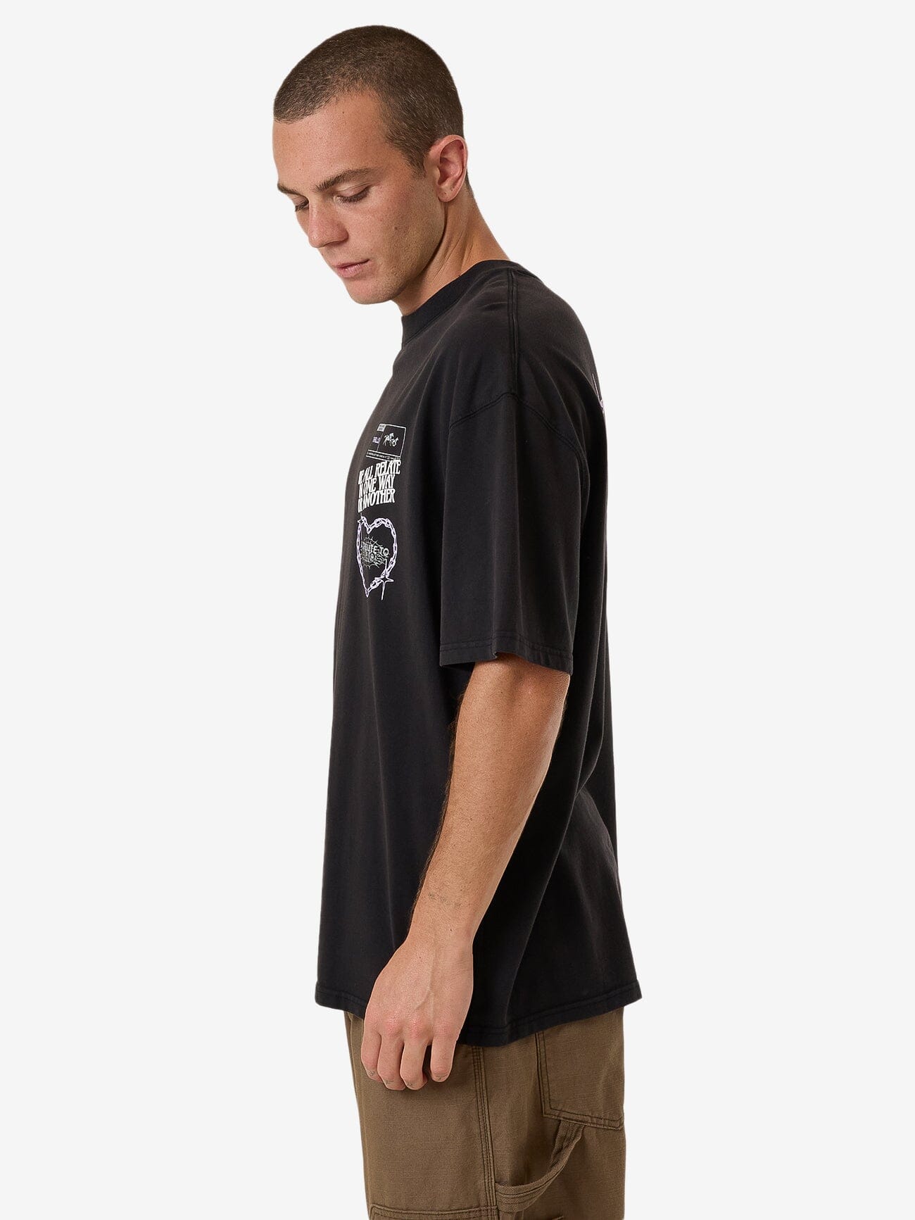 Chain Reaction Box Fit Oversize Tee - Faded Black XS