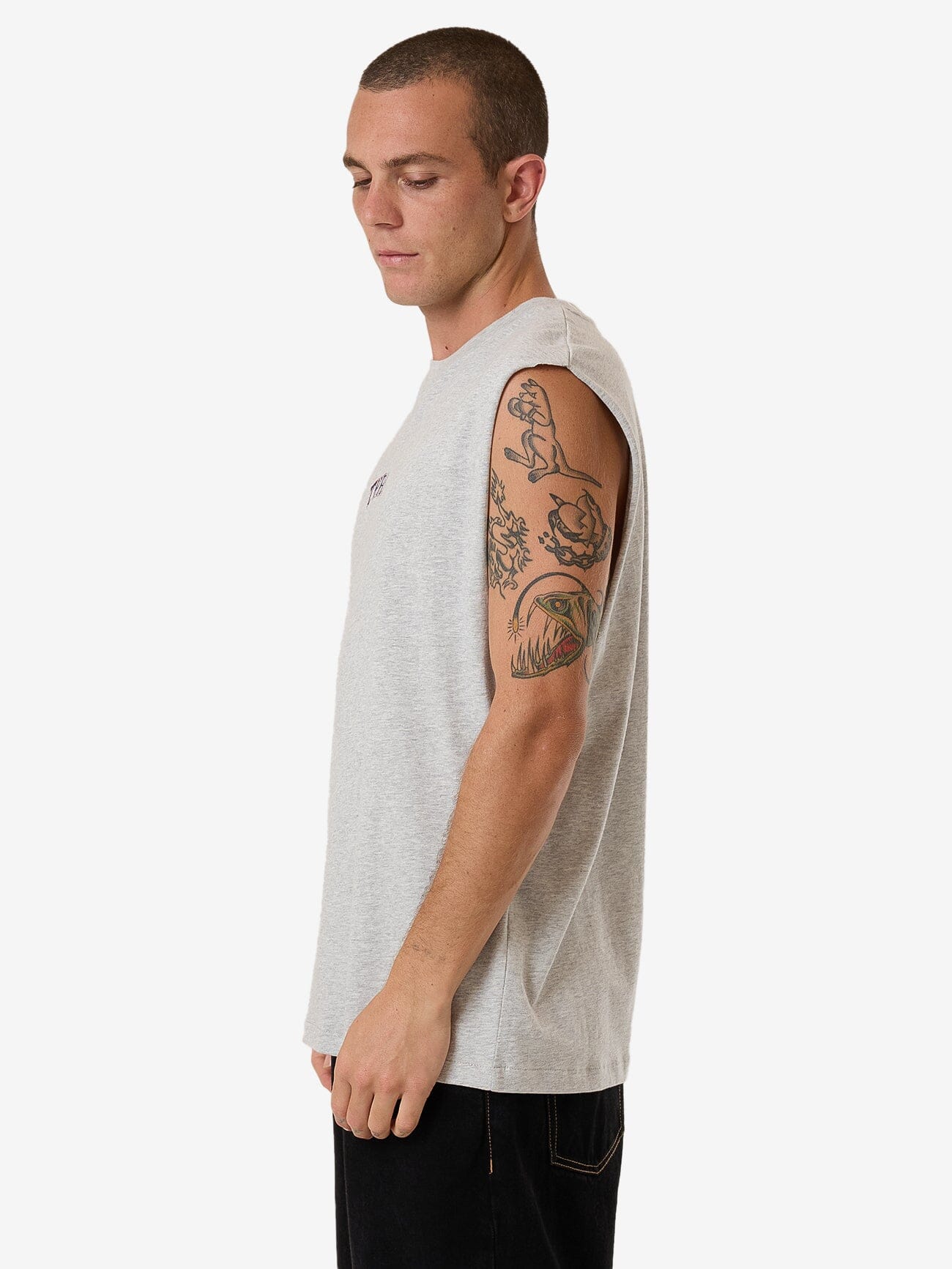 Roosevelt Merch Fit Muscle Tee - Snow Marle XS