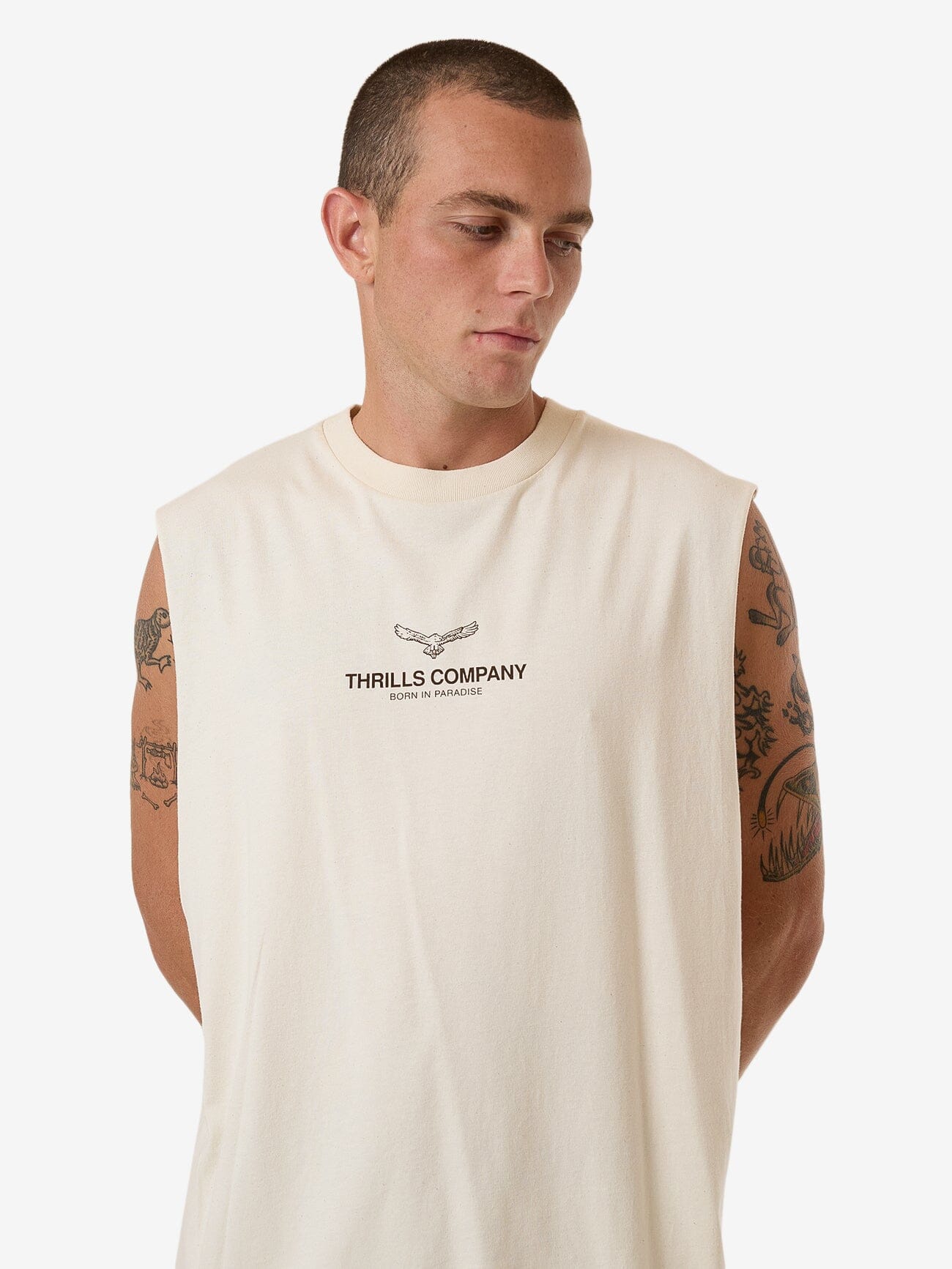 Emblem Merch Fit Muscle Tee - Unbleached XS