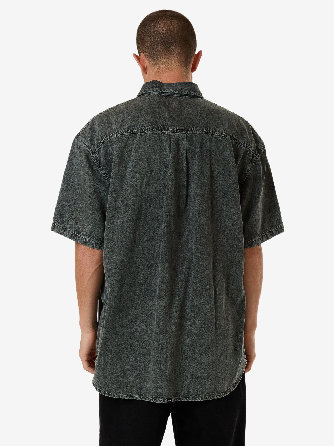 Canyon Oversize Short Sleeve Denim Shirt - Dark Forest XS