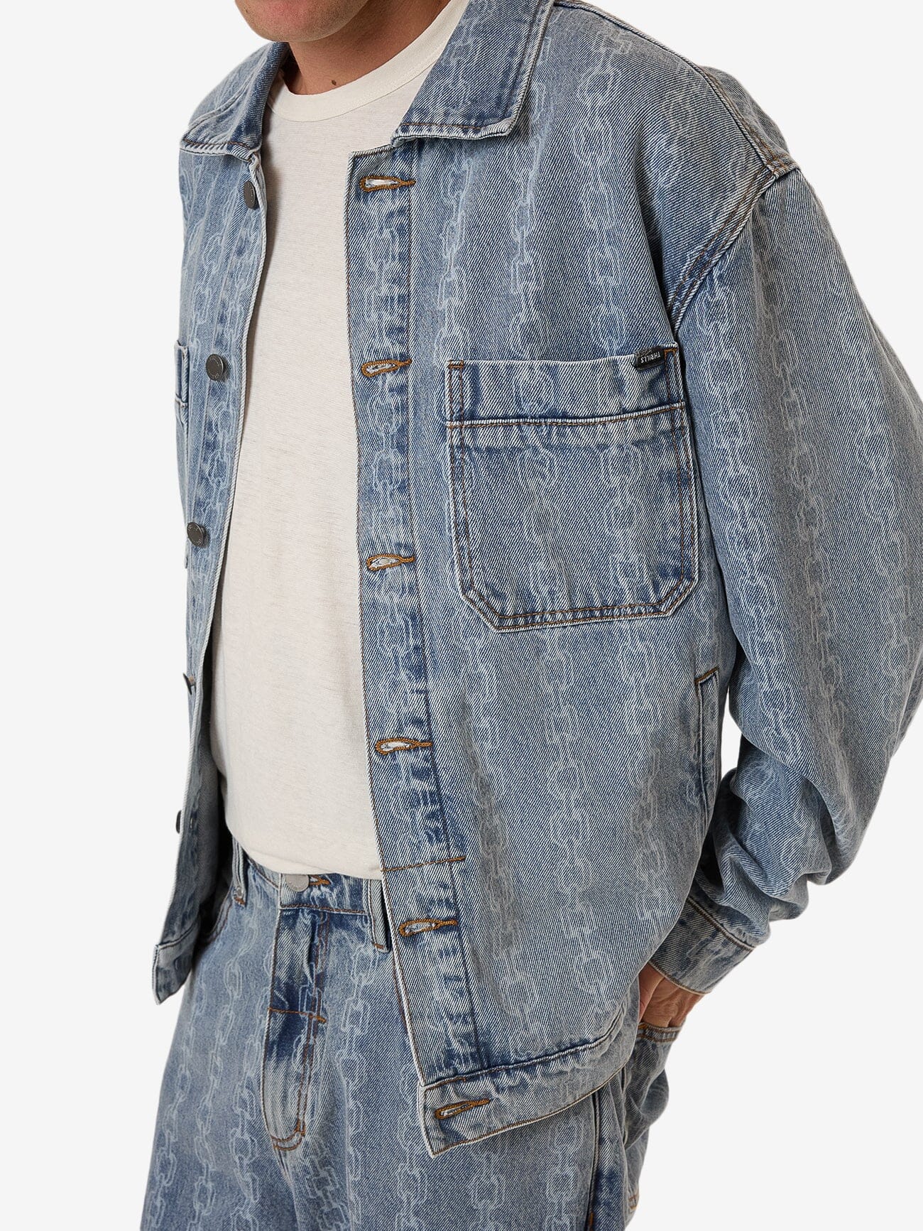 Chain Reaction Canyon Oversized Denim Jacket - Faded Rinse Indigo XS