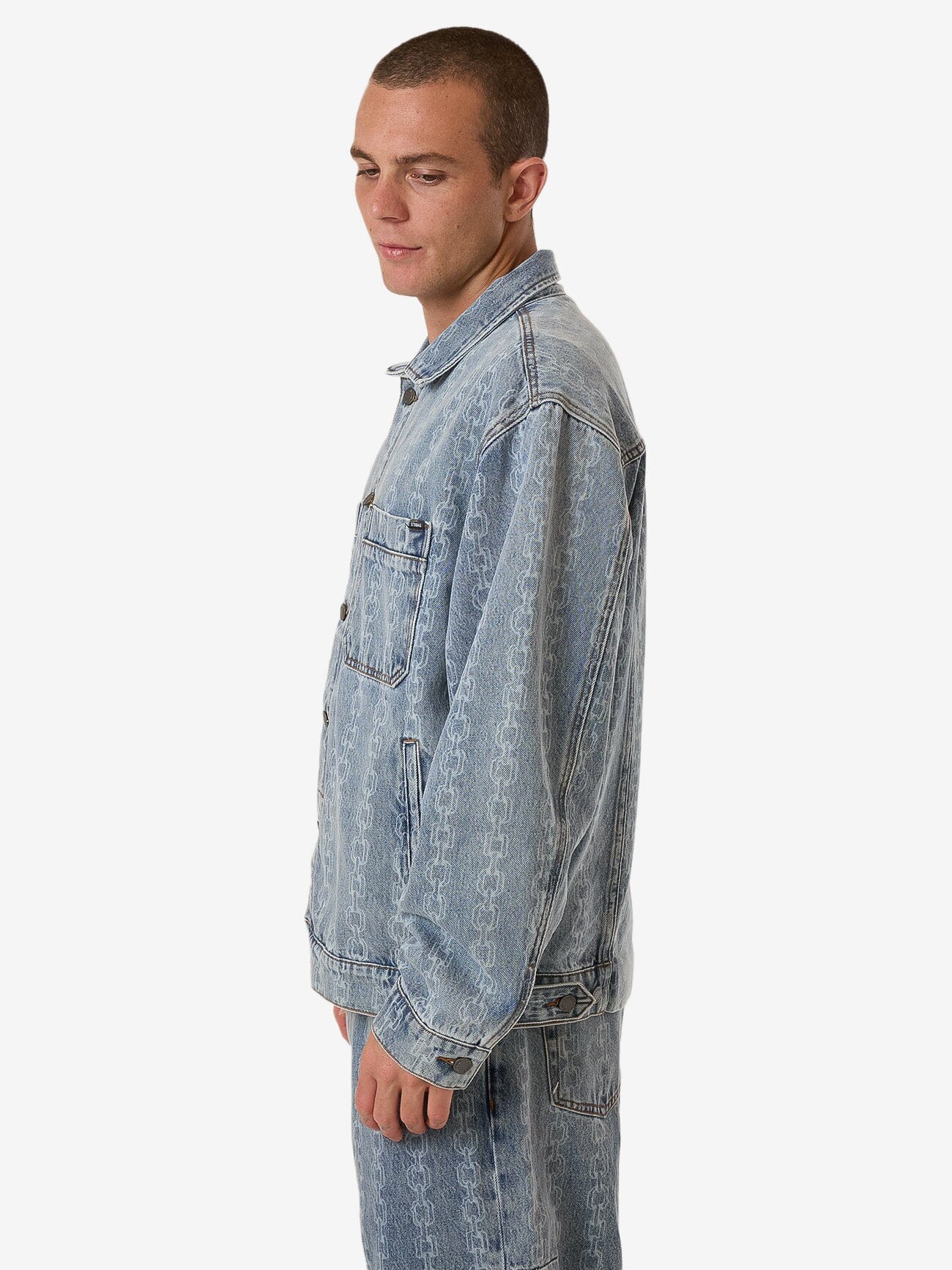 Chain Reaction Canyon Oversized Denim Jacket - Faded Rinse Indigo XS