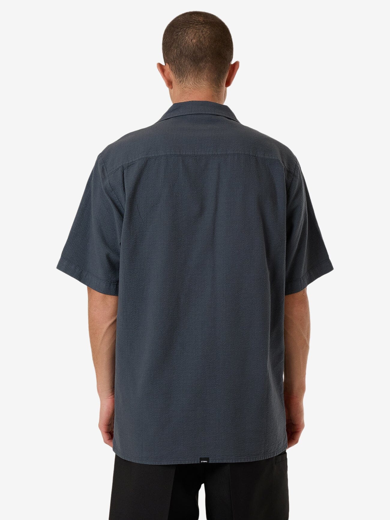 Minimal Thrills Stripe Bowling Shirt - Dark Slate XS