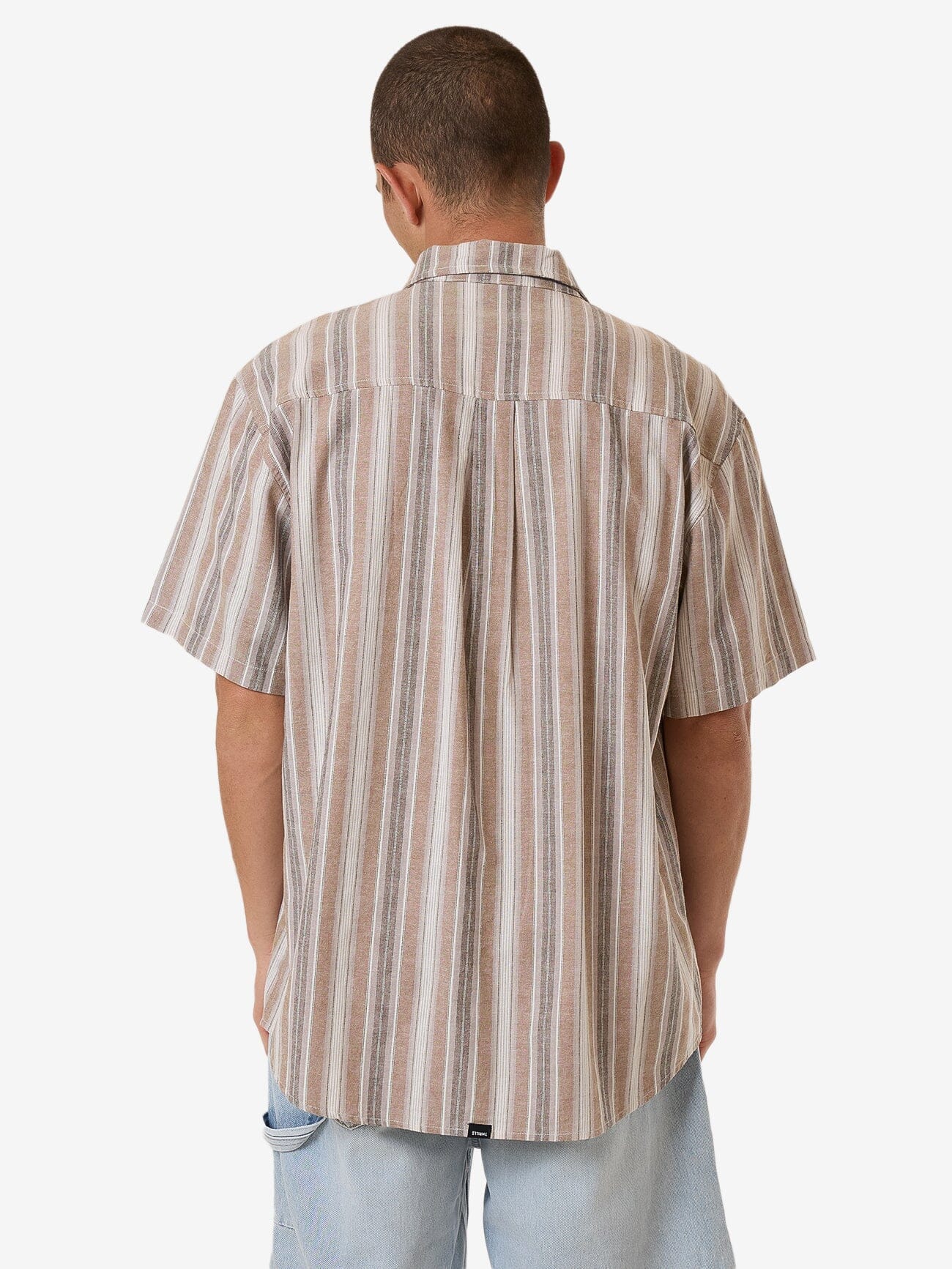 Unlocked Stripe Short Sleeve Shirt - Breen XS