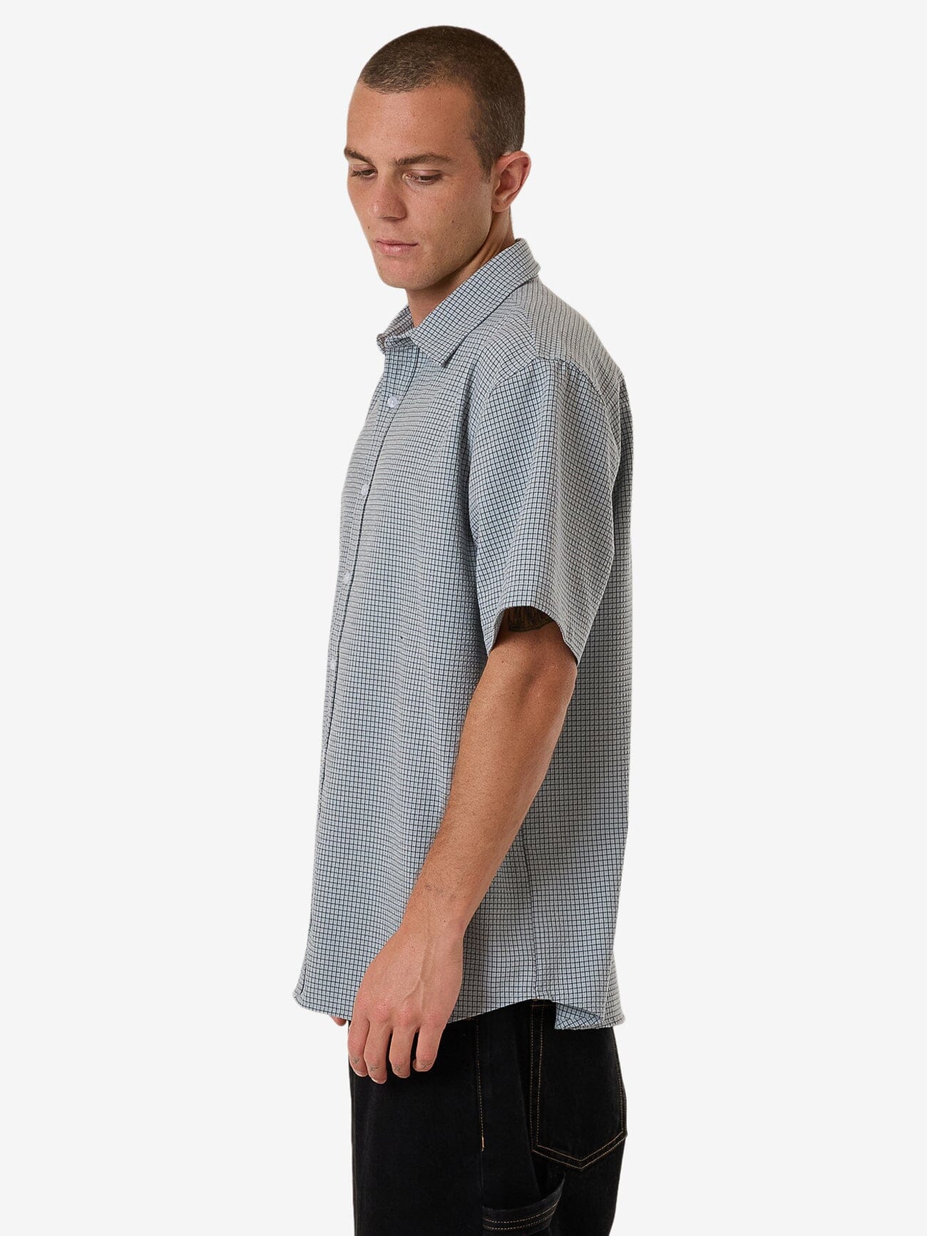 Morphing Check Short Sleeve Shirt - Crystal Blue