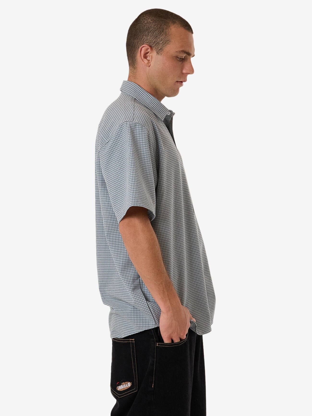 Morphing Check Short Sleeve Shirt - Crystal Blue XS