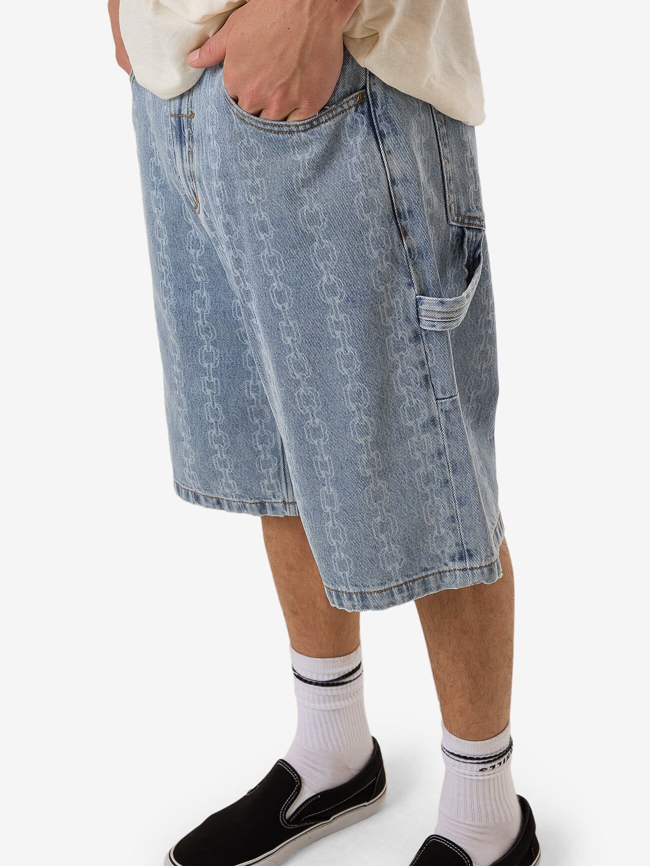 Chain Reaction Big Slacker Denim Short - Faded Rinse Indigo 28