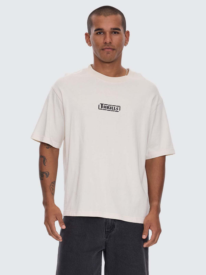 Calm State Embro Box Fit Oversize Cropped Tee - Unbleached XS