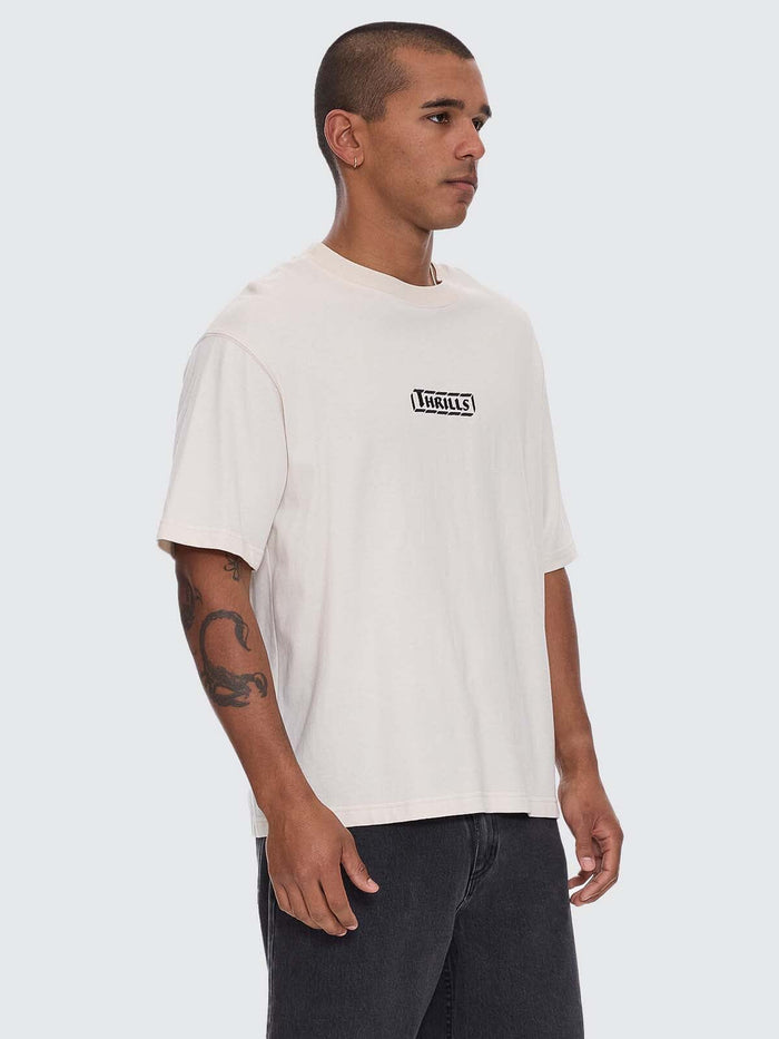 Calm State Embro Box Fit Oversize Cropped Tee - Unbleached XS