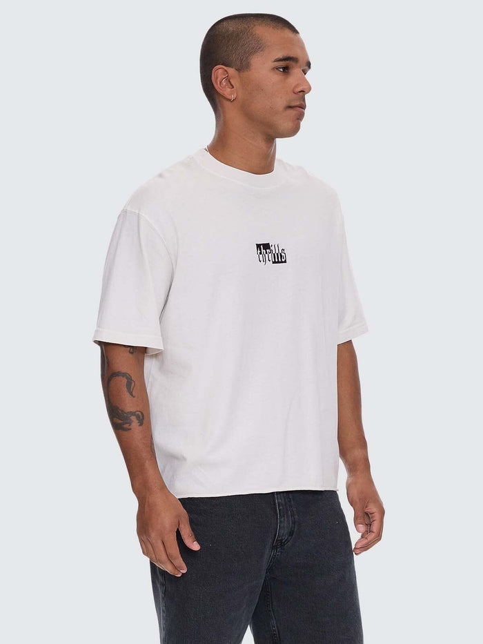 Excitement Excitement Embro Box Fit Oversize Cropped Raw Hem Tee - Lily White XS