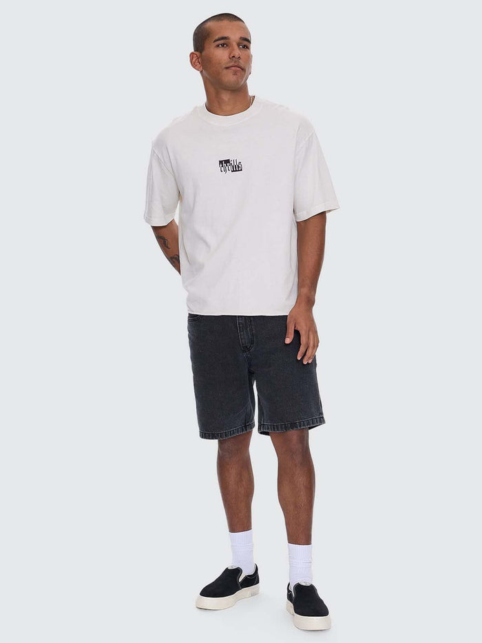 Excitement Excitement Embro Box Fit Oversize Cropped Raw Hem Tee - Lily White XS