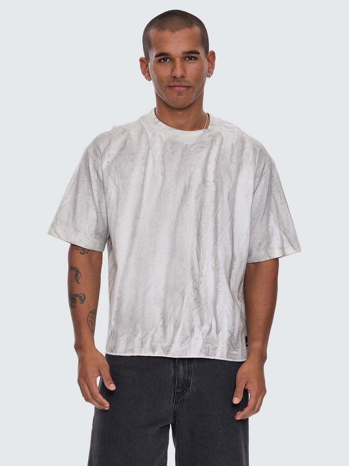 Arts Sunfade Box Fit Oversize Cropped Raw Hem Tee - Sunfade Bleach Charcoal XS