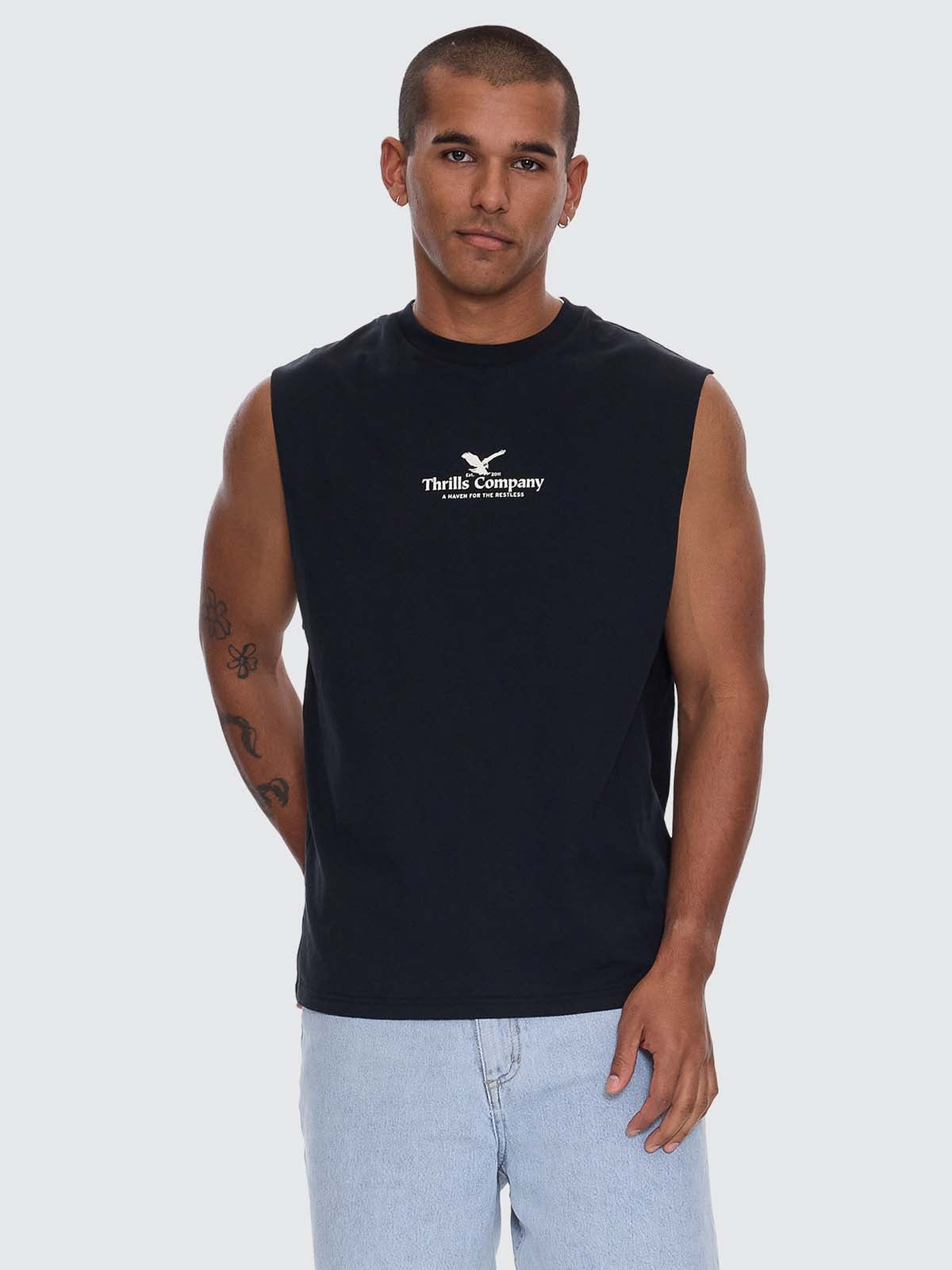 A Haven For The Restless Merch Fit Muscle Tee - Washed Black XS