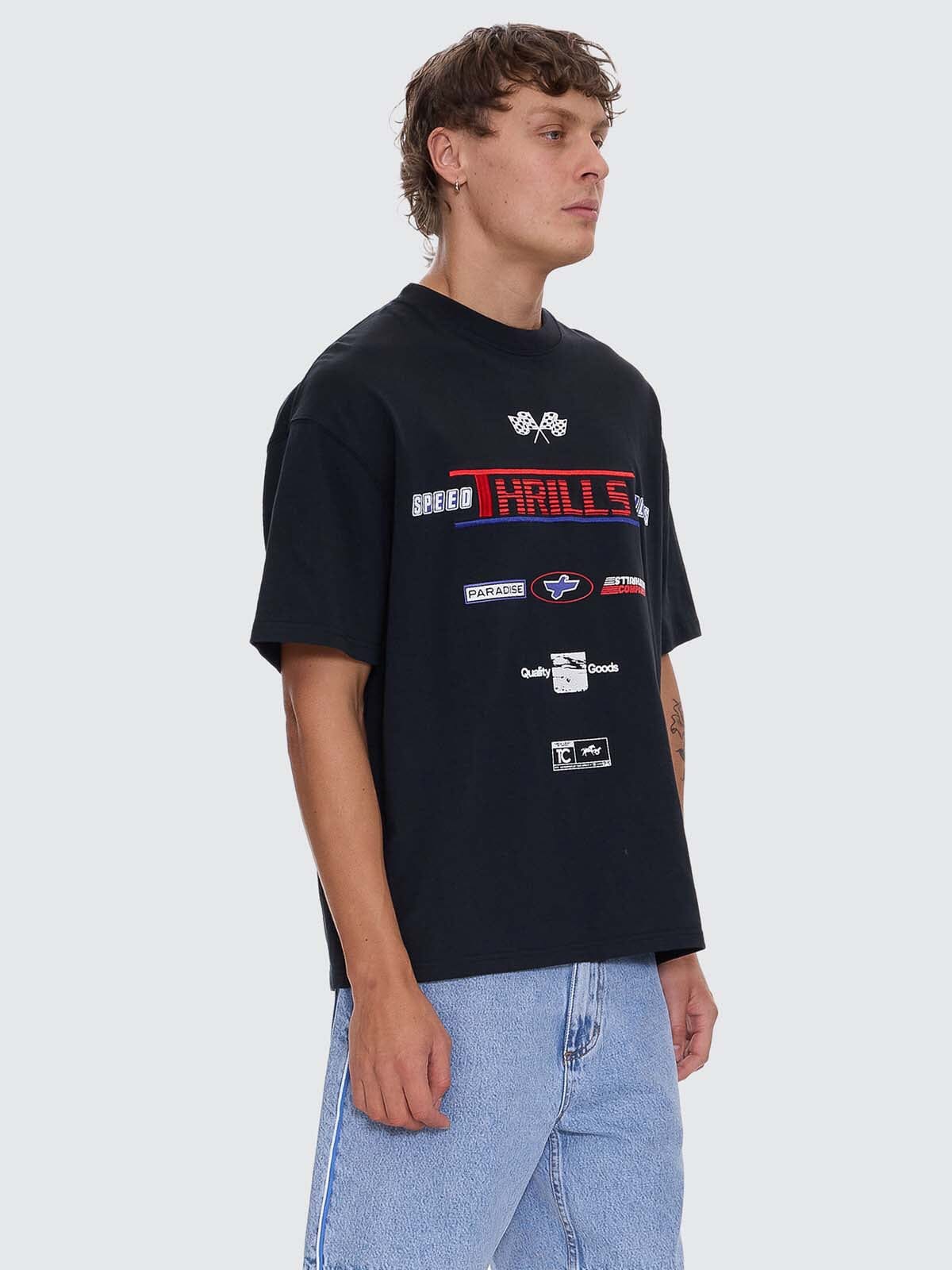 Rapid Fire Box Fit Oversize Tee - Washed Black XS